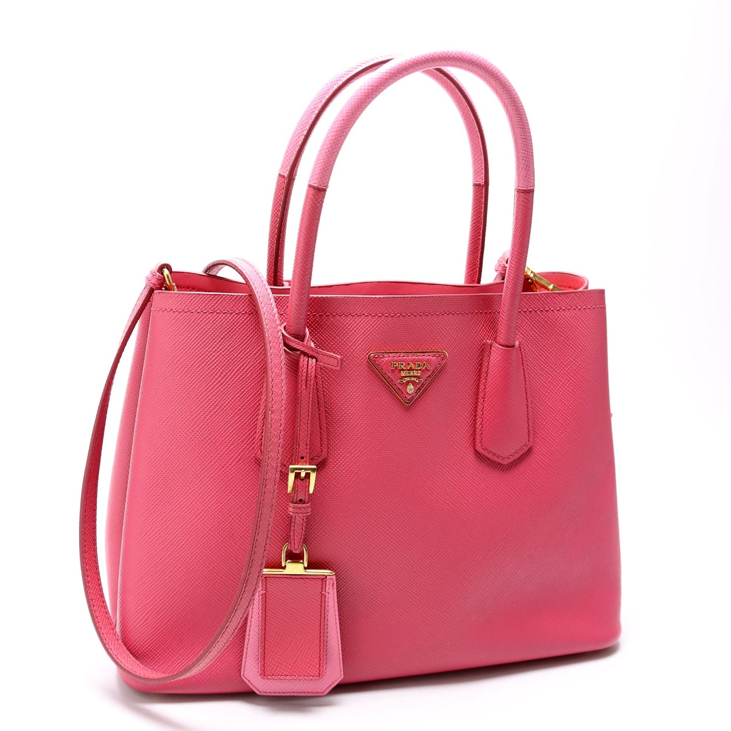 Prada 1BG887 Saffiano Cuir Double Small Pink Bag