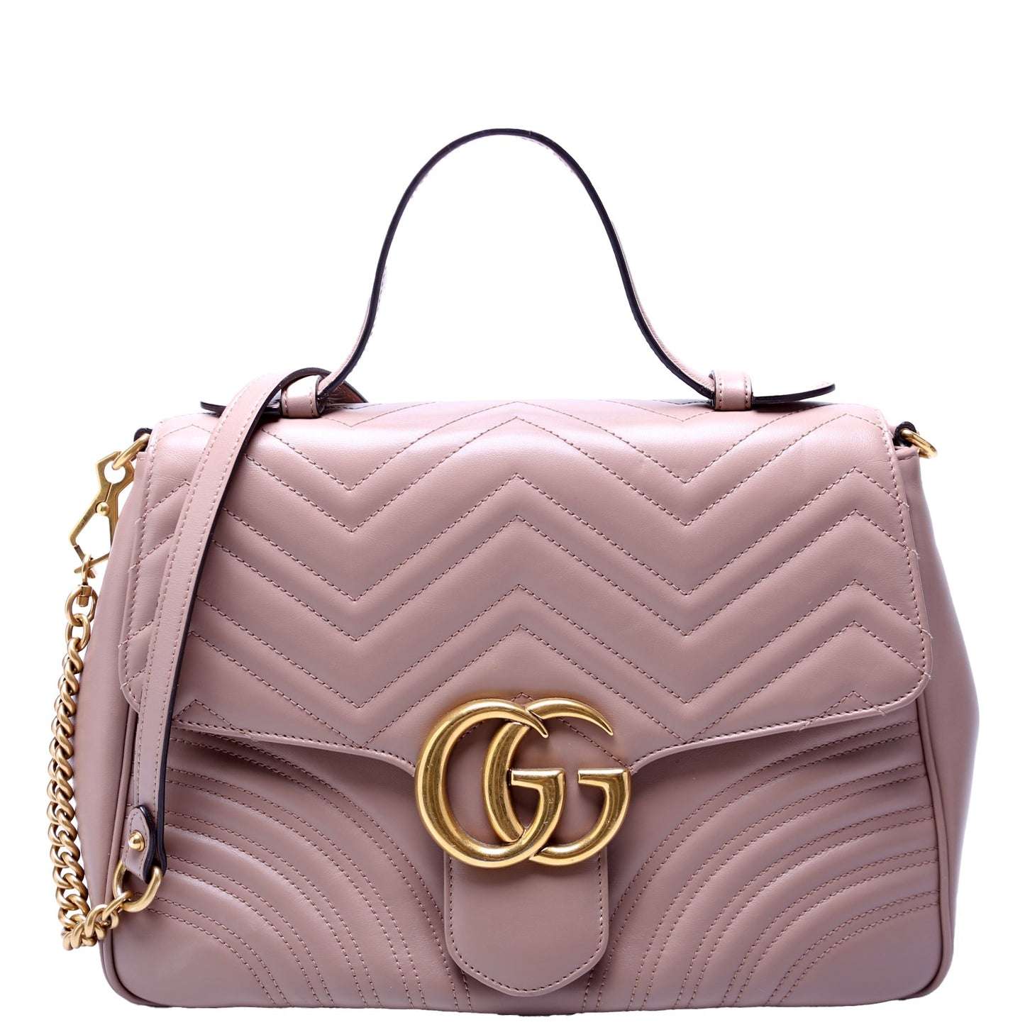 Gucci 498109 Marmont Top Handle Medium Tan Bag