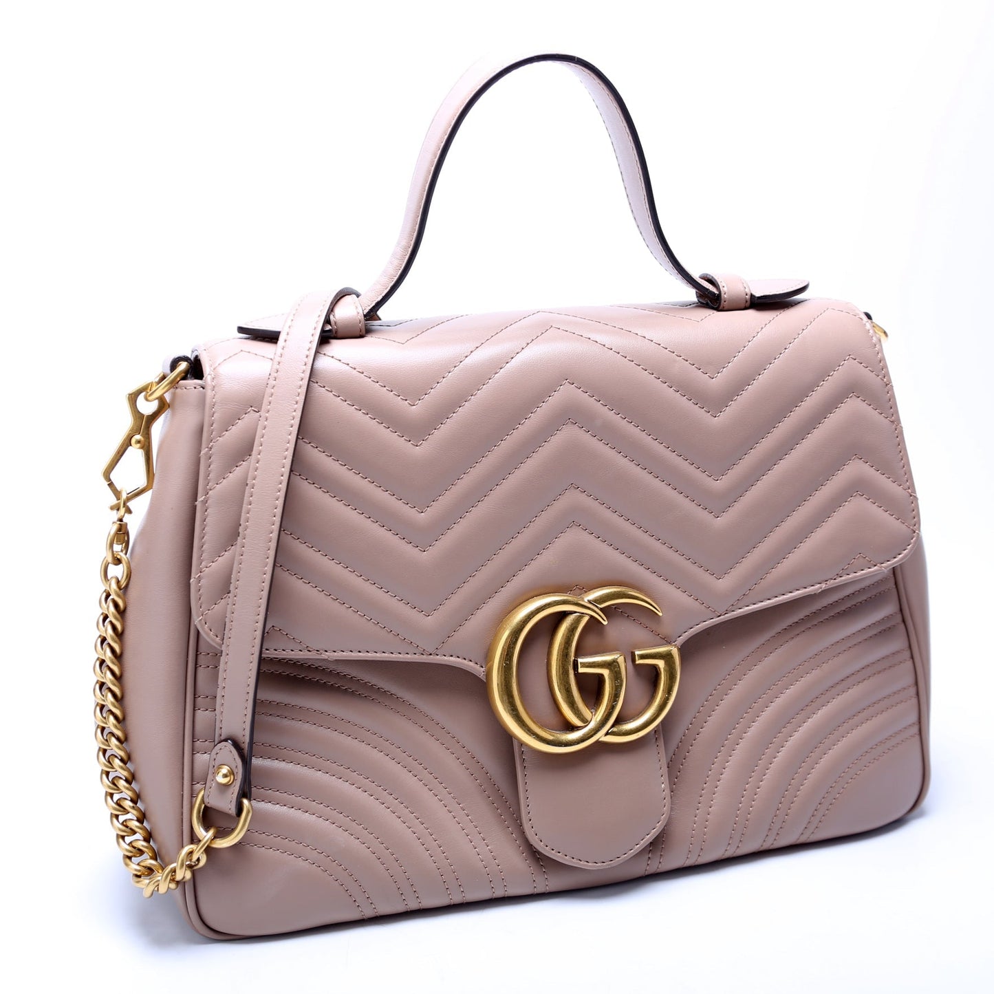 Gucci 498109 Marmont Top Handle Medium Tan Bag