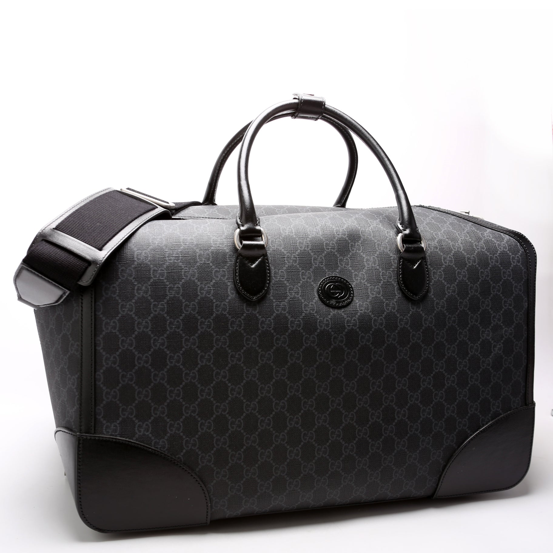 Gucci 696015 GG Supreme Interlocking G Large Duffle Black Bag