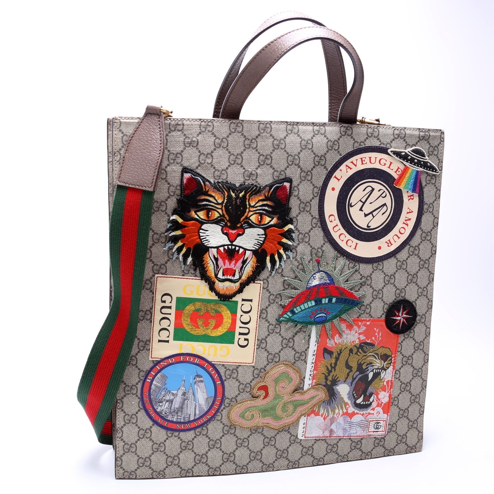 Gucci 474084 Soft GG Supreme Courrier Vertical Tote Bag