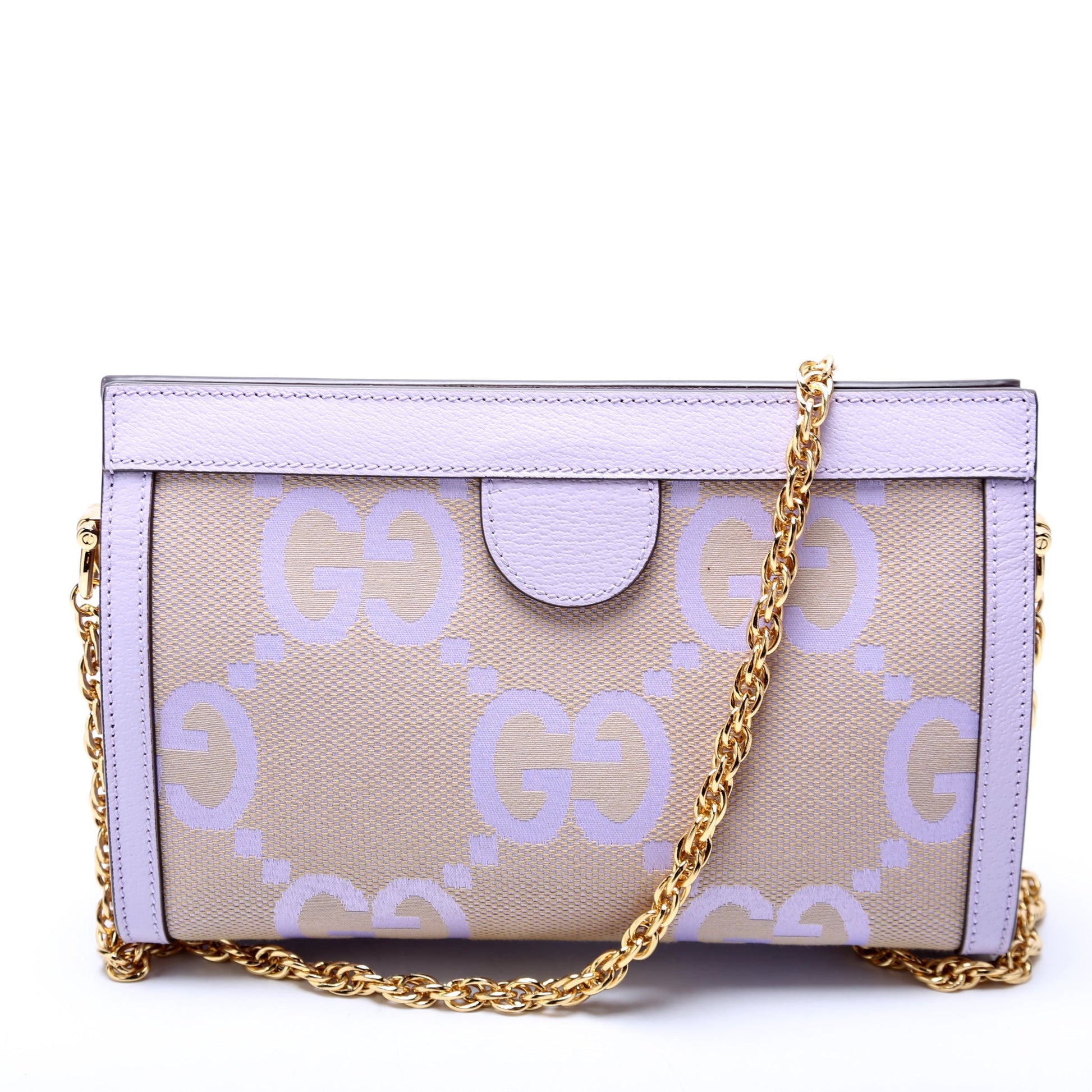 Gucci 503877 Ophidia Jumbo GG Canvas Small Shoulder Purple/Beige Bag
