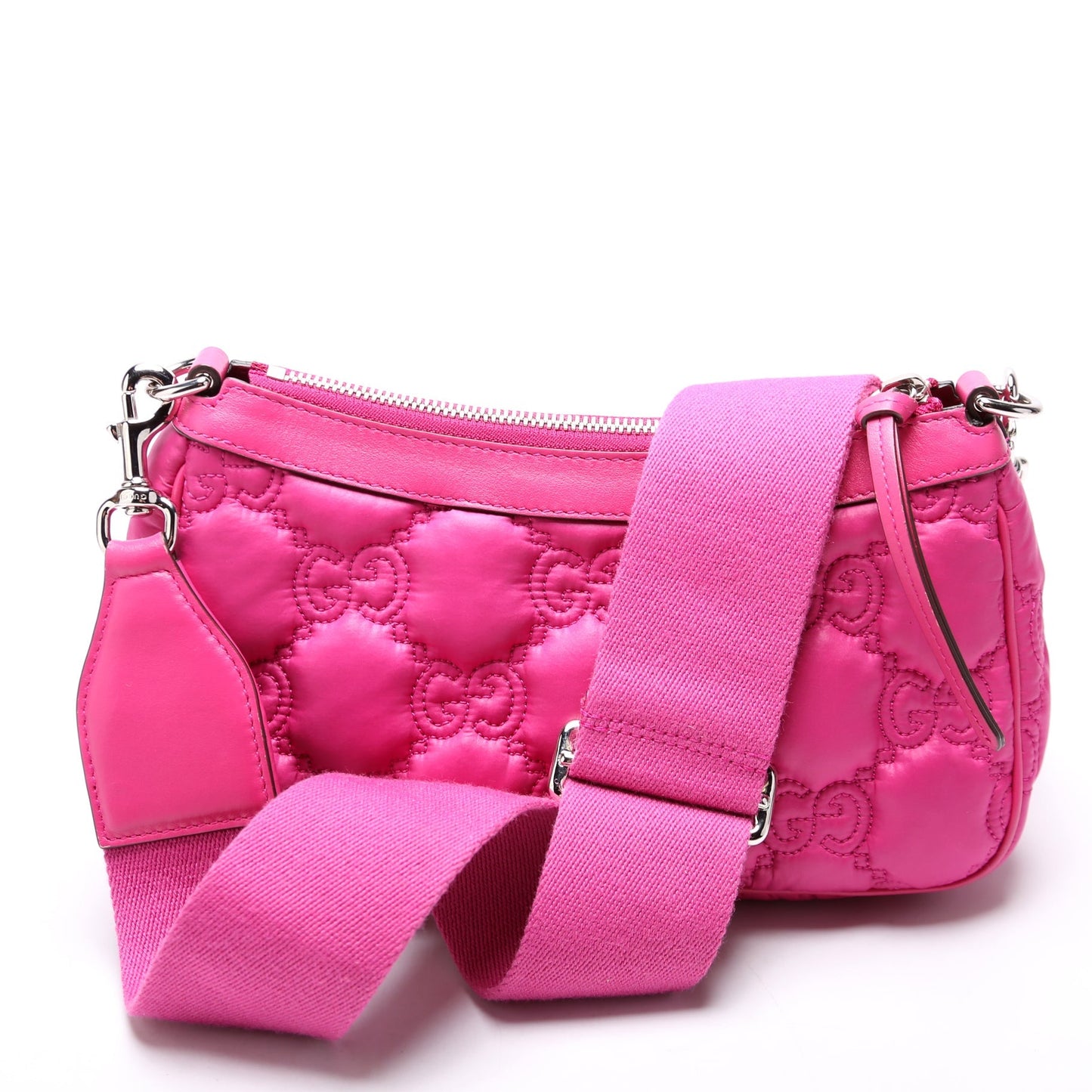 Gucci 735049 GG Nylon Shoulder Pink Bag