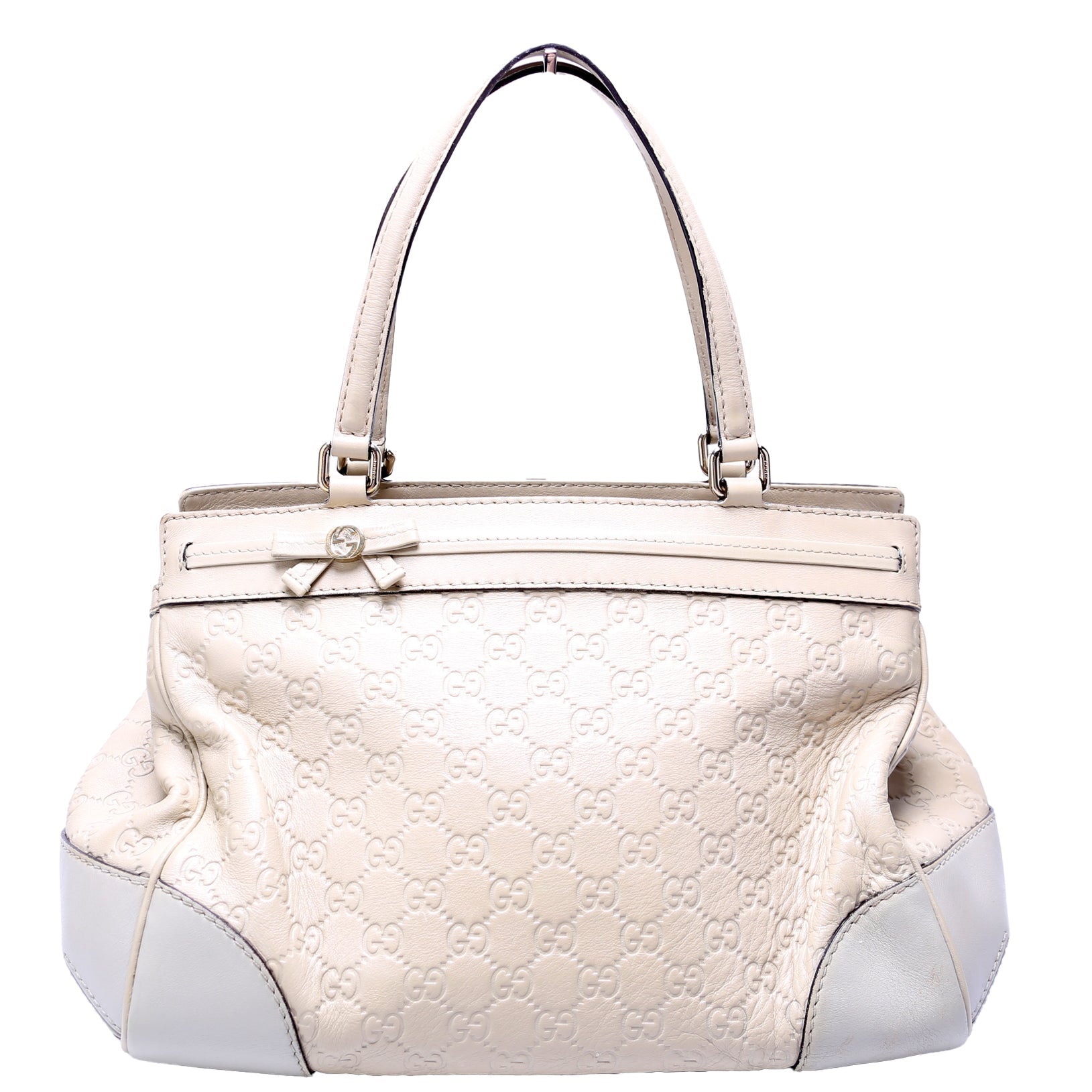 Gucci 257063 Mayfair Ribbon White Bag