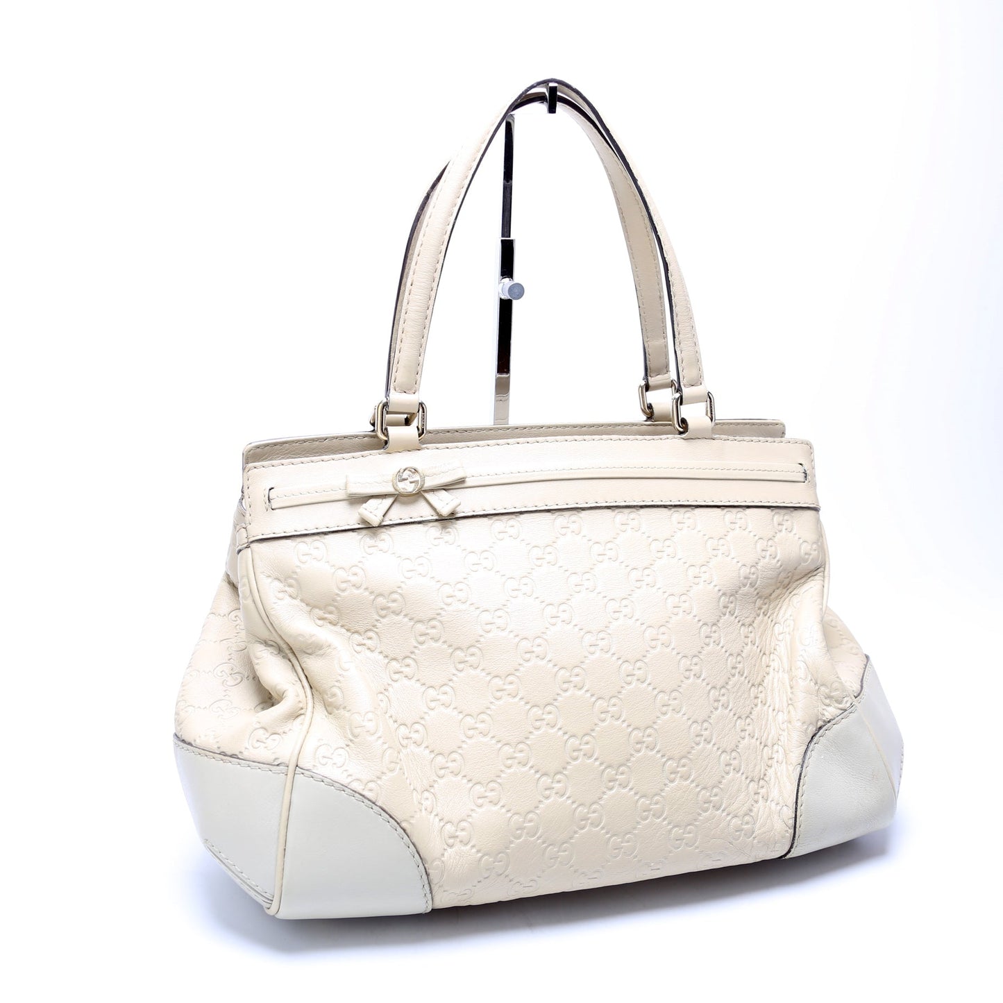 Gucci 257063 Mayfair Ribbon White Bag