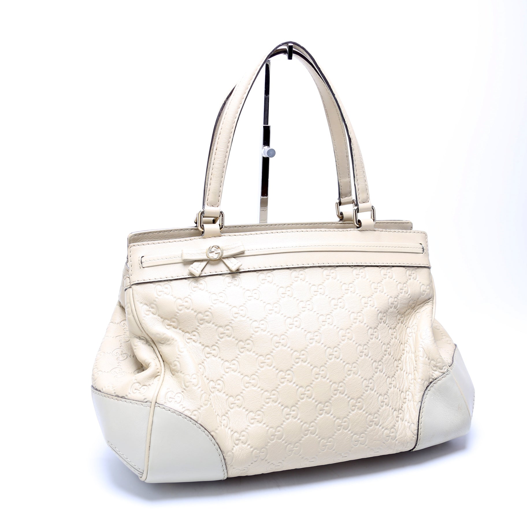 Gucci 257063 Mayfair Ribbon White Bag