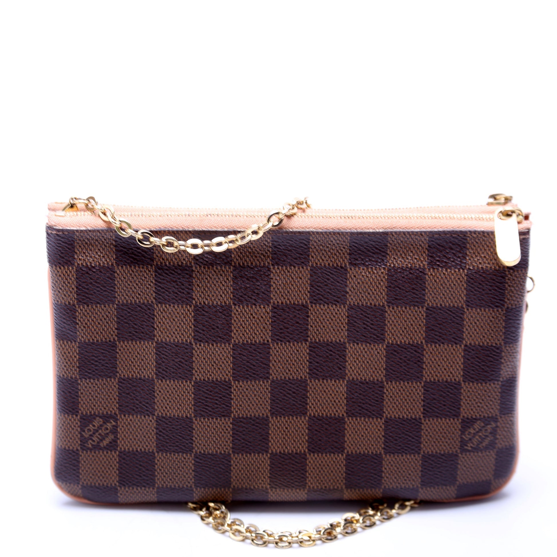 Louis Vuitton Pochette Double Zip Damier Ebene Peach