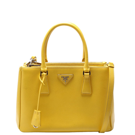 Prada Saffiano Galleria Small Yellow Bag