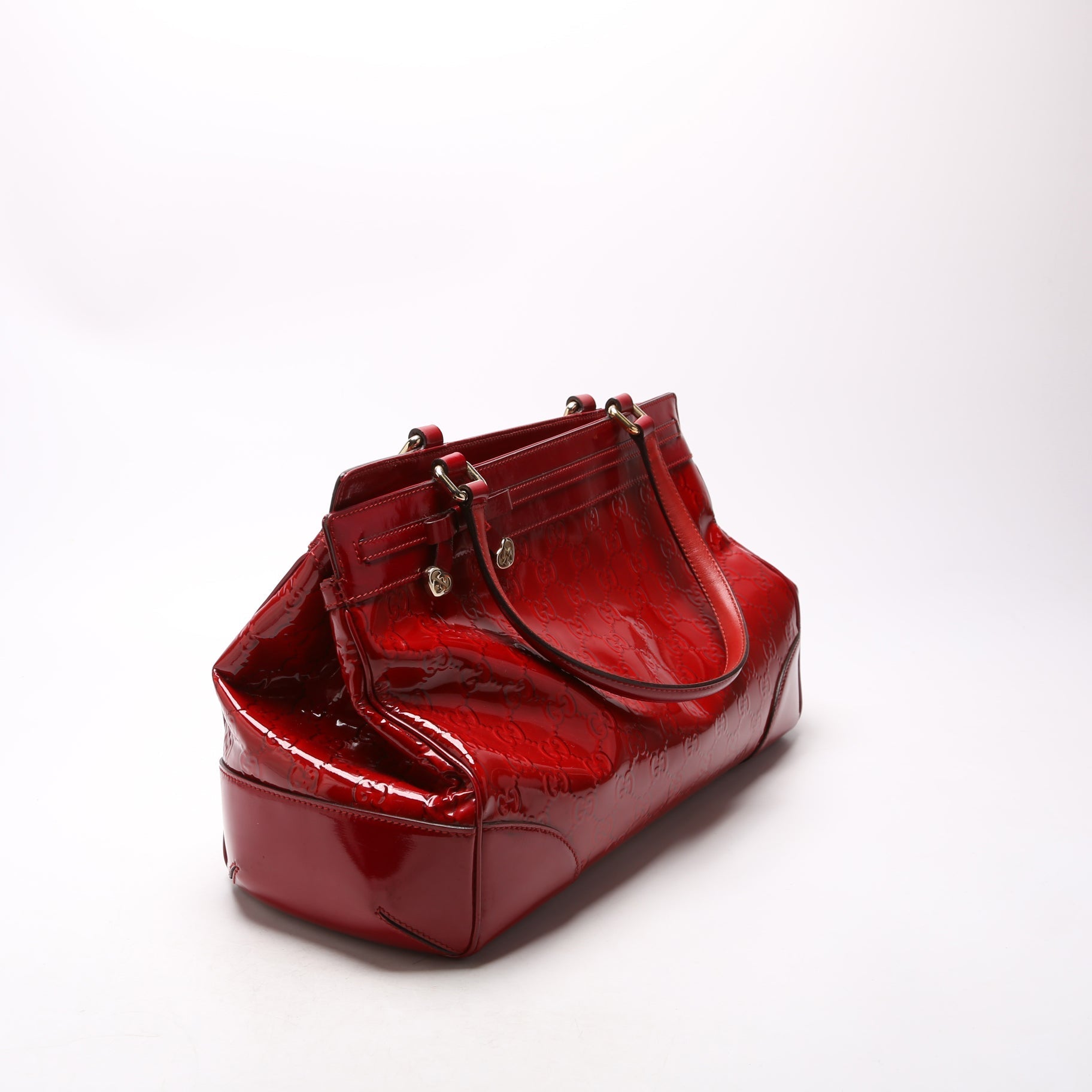Gucci 257612 Patent Mayfair Tote Medium Red Bag