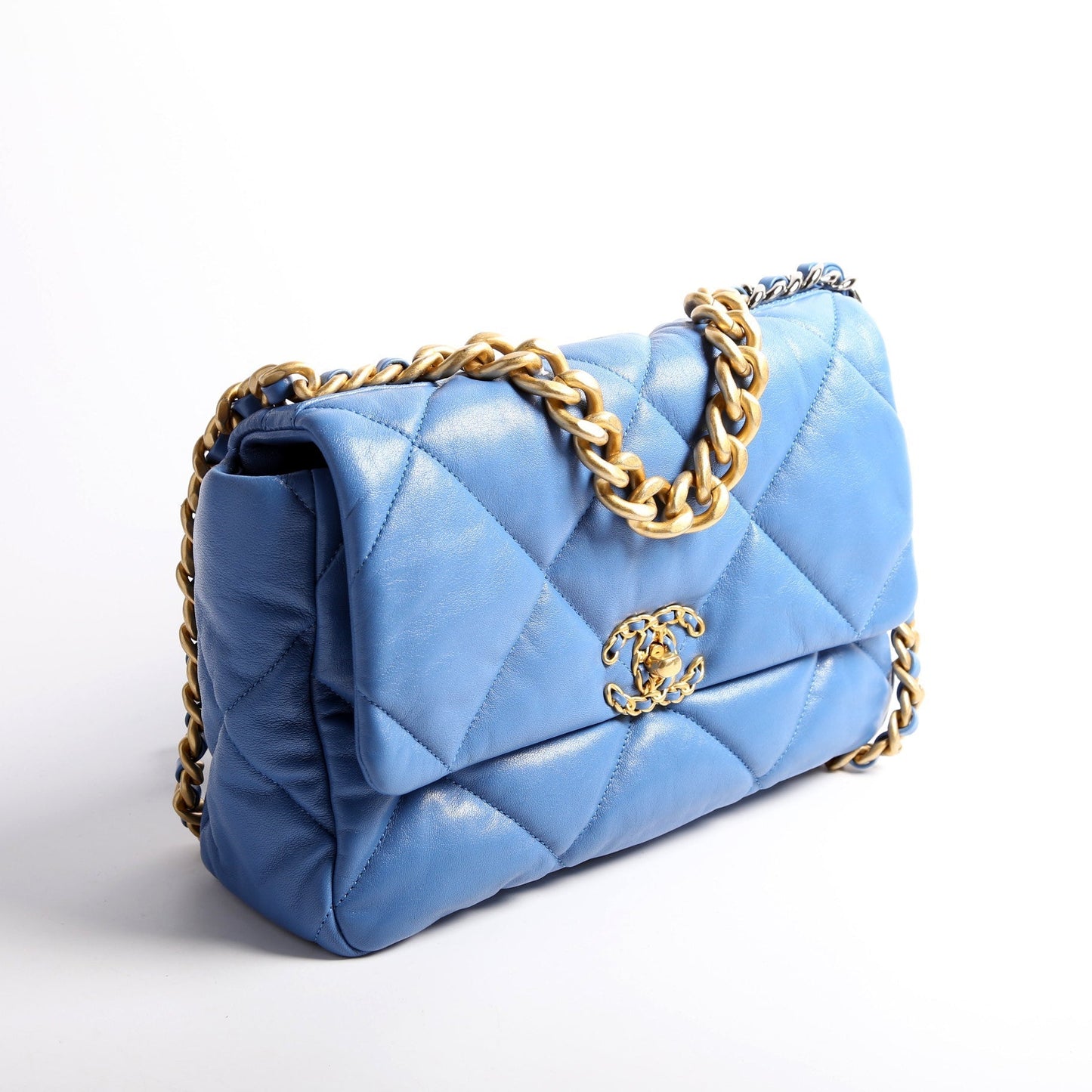 Chanel Quilted Goatskin 19 Large Flap 30M Blue Bag