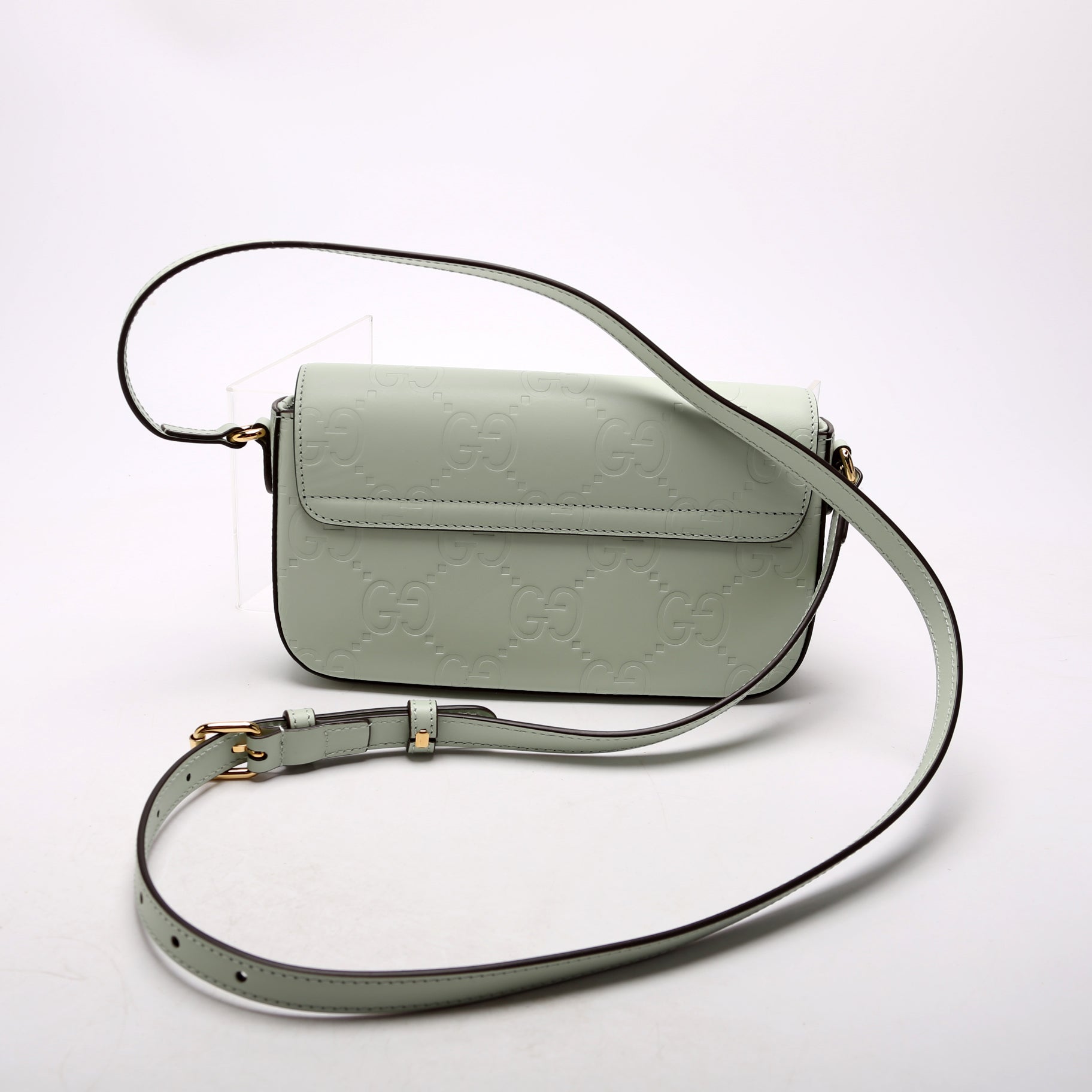 Gucci 772794 GG Leather Super Mini Shoulder Sage Bag