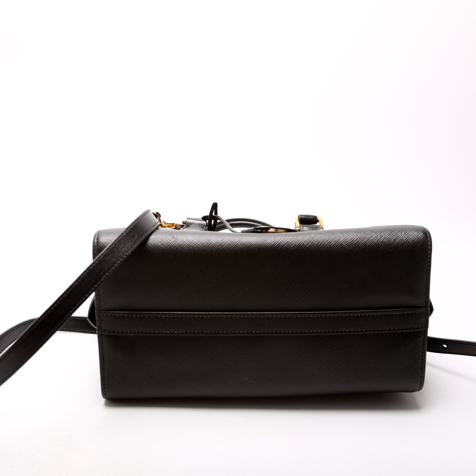 Prada Saffiano/Soft Calfskin Small Top Handle Black Bag