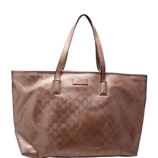 Gucci 211137 GG Imprime Medium Zip Tote Bronze Bag