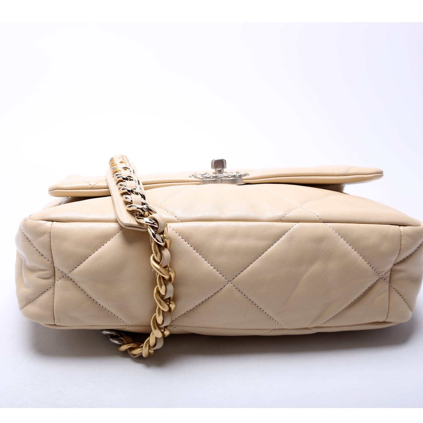 Chanel Quilted Goatskin 19 Large 32+M Beige Bag