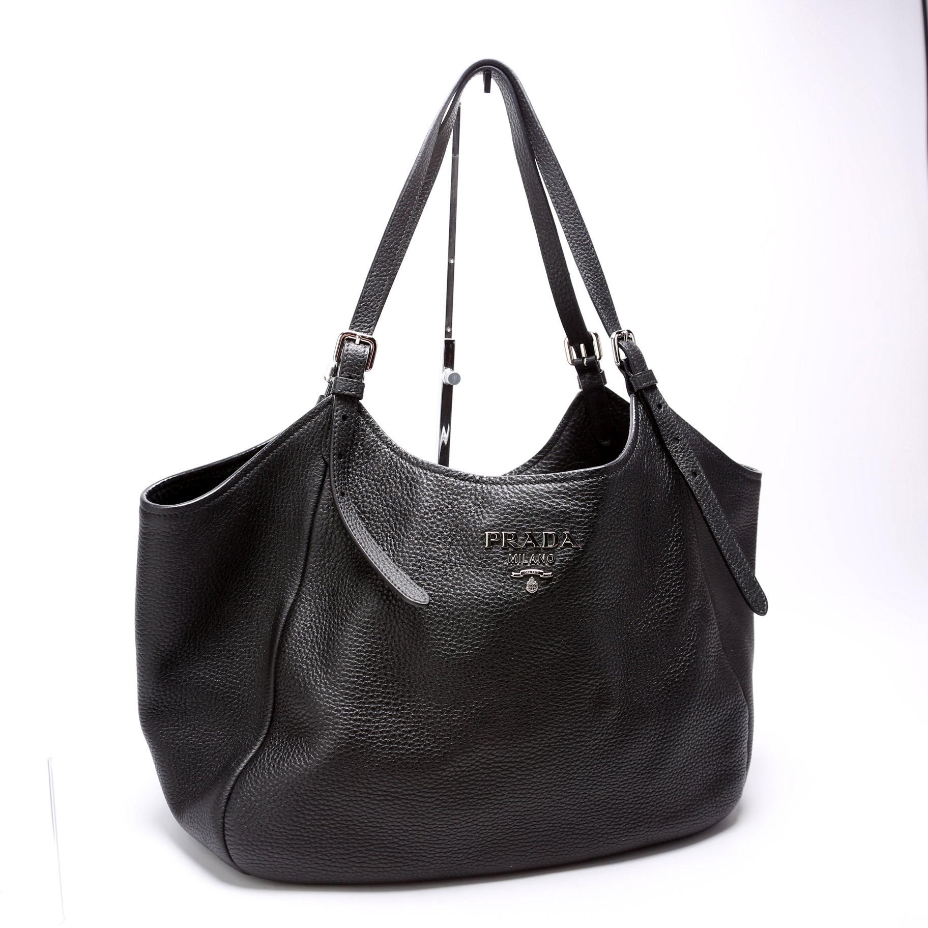 Prada Vitello Daino Leather Shoulder Black Bag