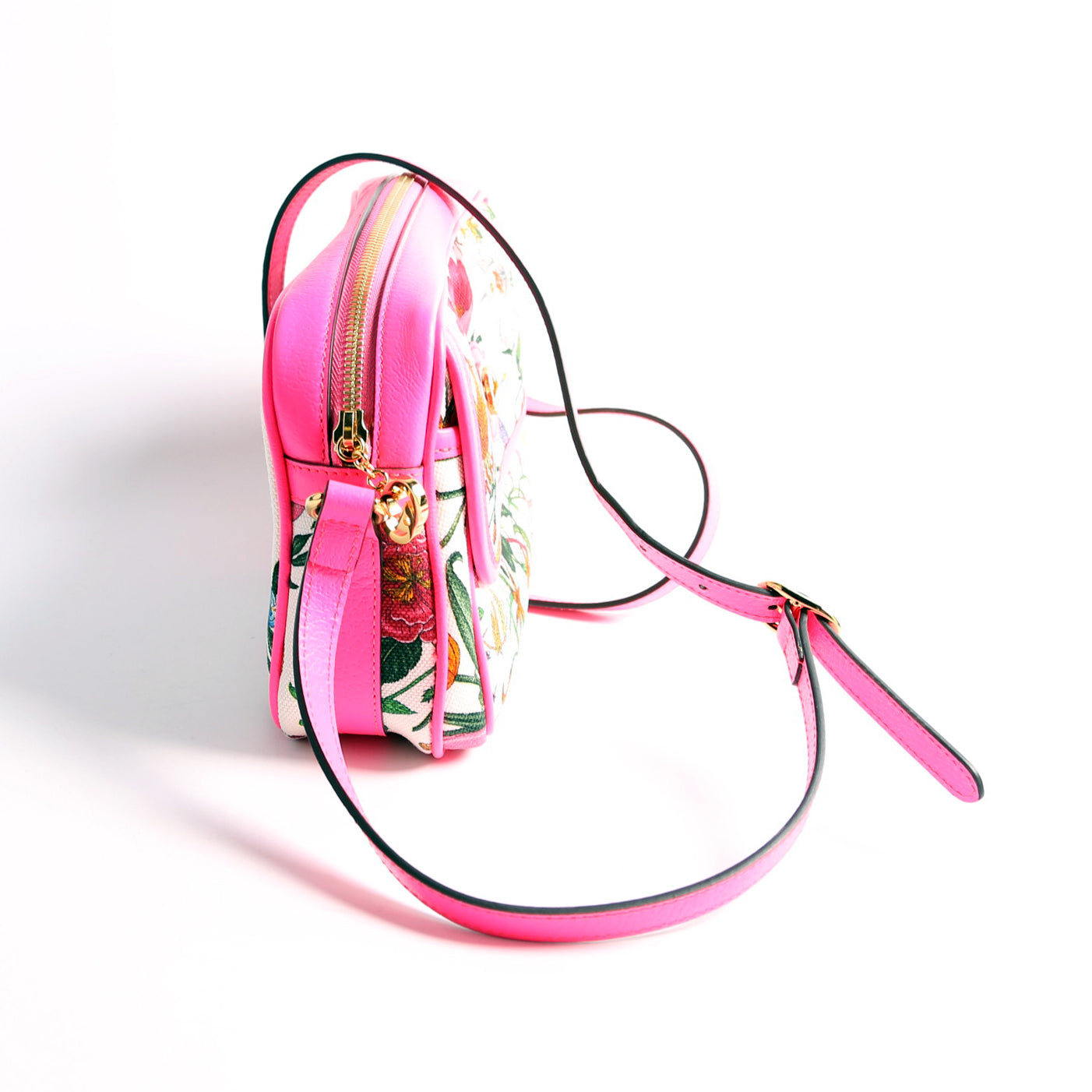 Gucci 550147 Flora Canvas Crossbody Pink Bag