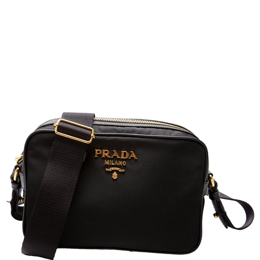 Prada Nylon/Saffiano Camera Black Bag