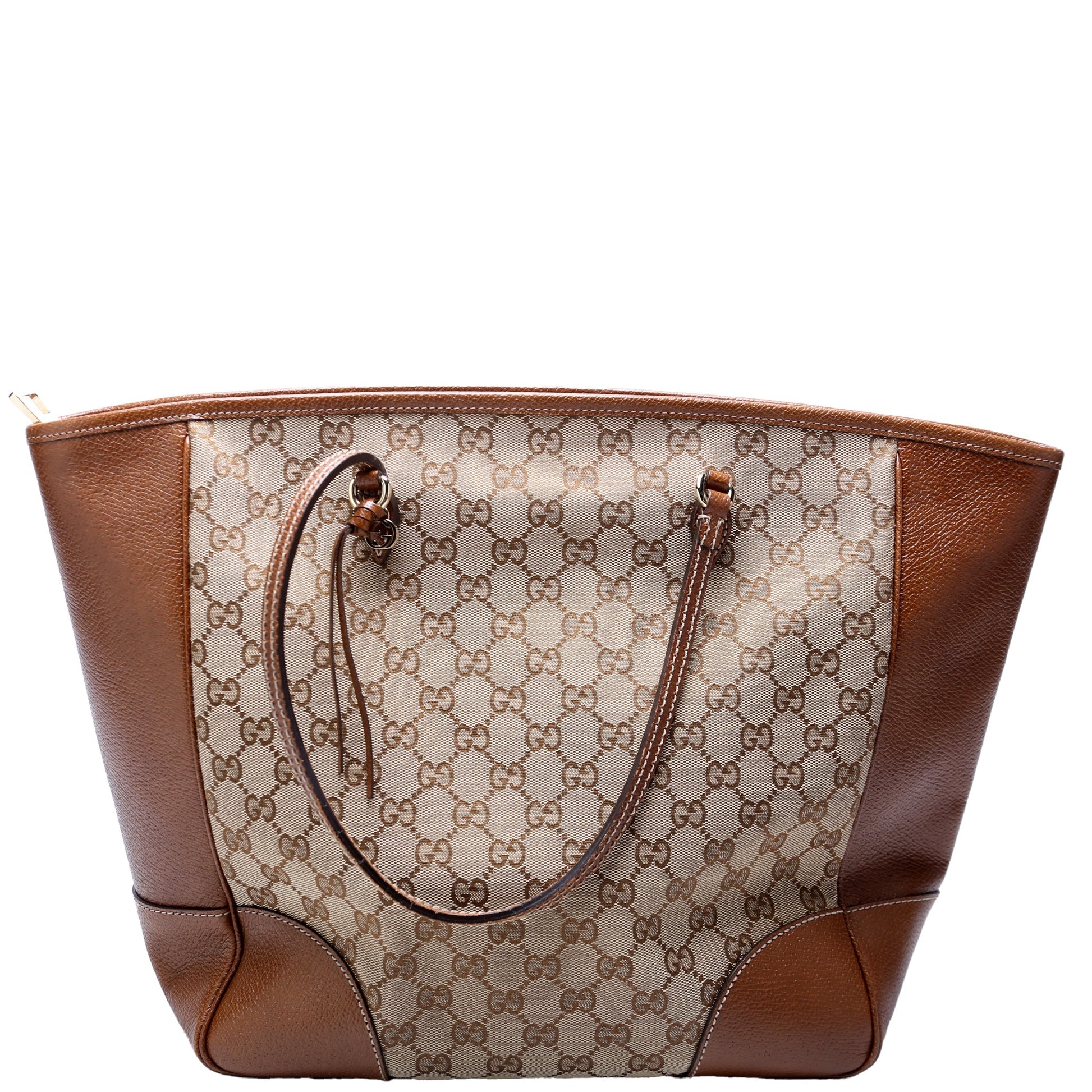 Gucci 323671 GG Canvas Bree Zip Tote Medium Brown Bag