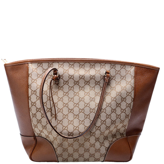Gucci 323671 GG Canvas Bree Zip Tote Medium Brown Bag