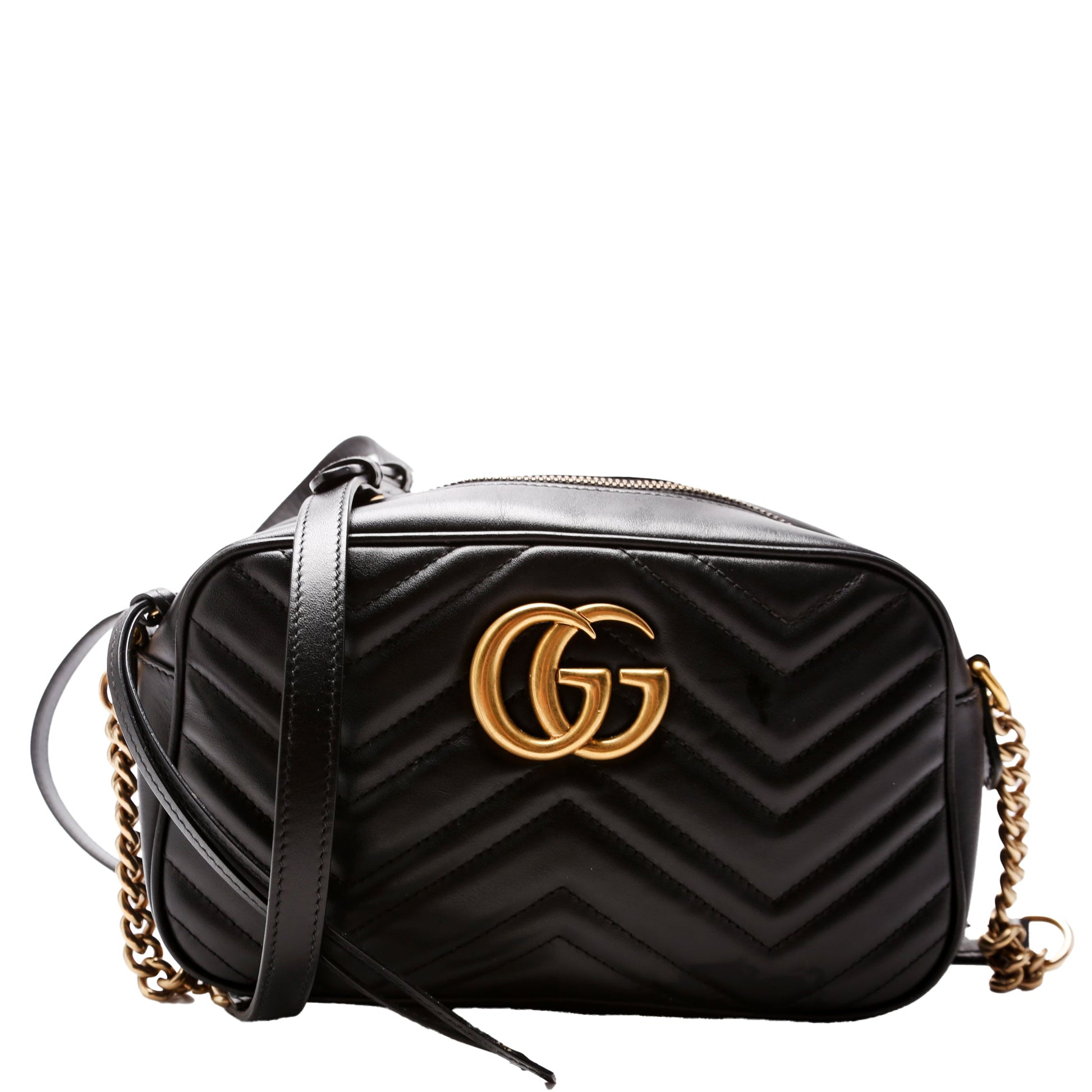 Gucci 447632 Marmont Small Leather Camera Black Bag