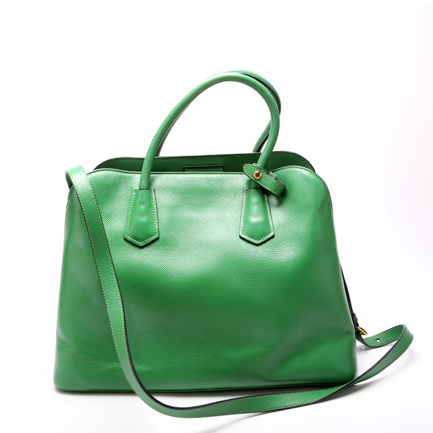 Prada Saffiano Cuir Double Large Green Bag
