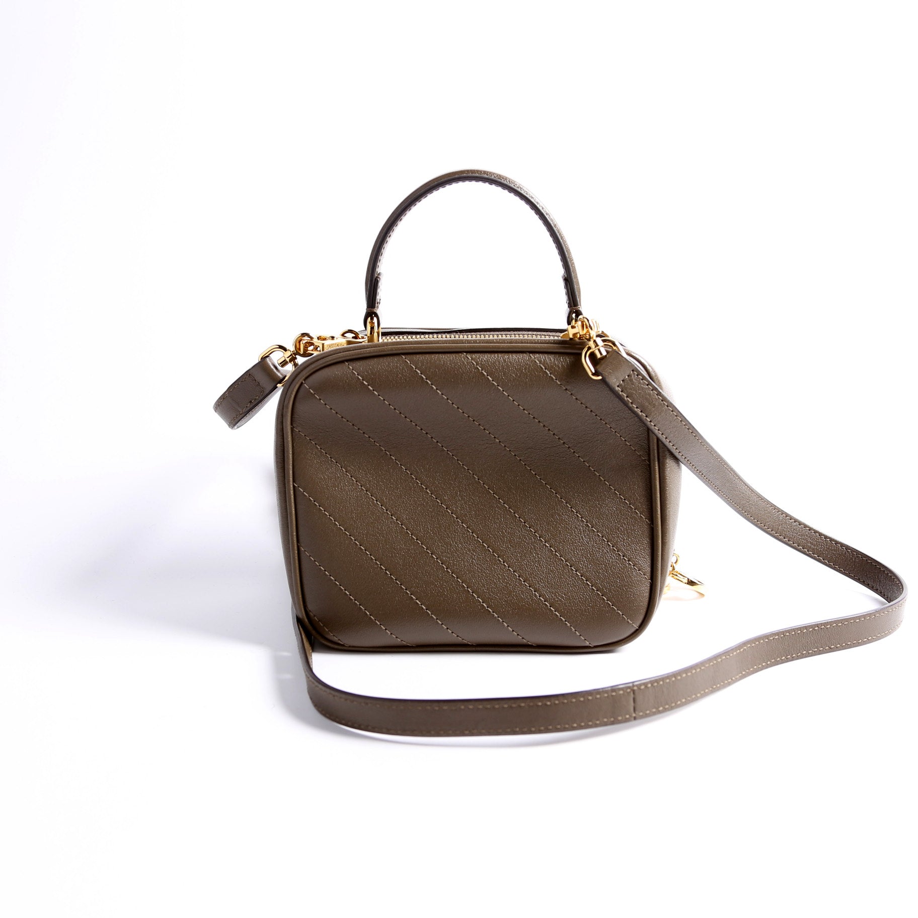 Gucci 744434 Blondie Leather Top Handle Khaki Bag