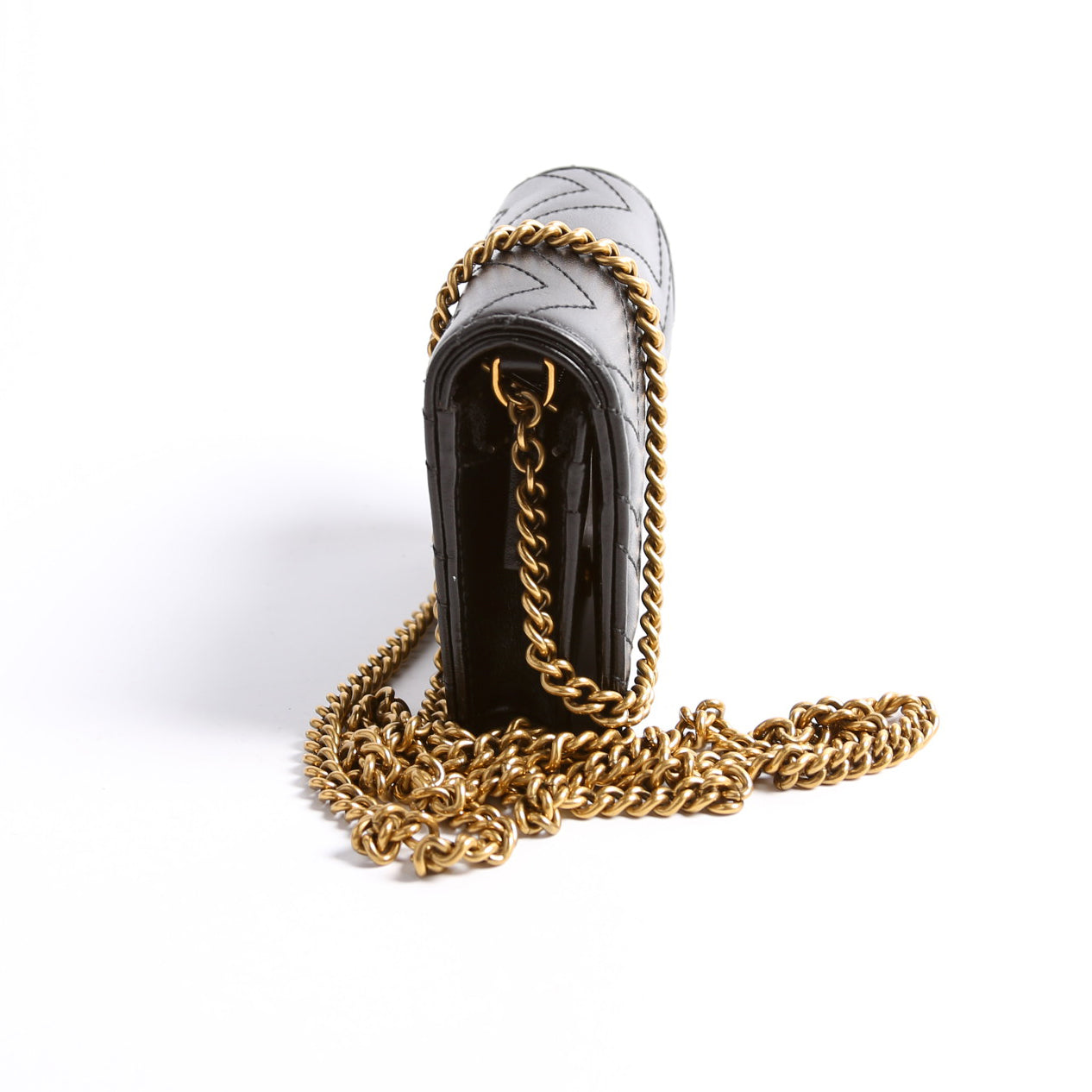 Gucci 625693 Marmont Card Case With Chain Black Bag
