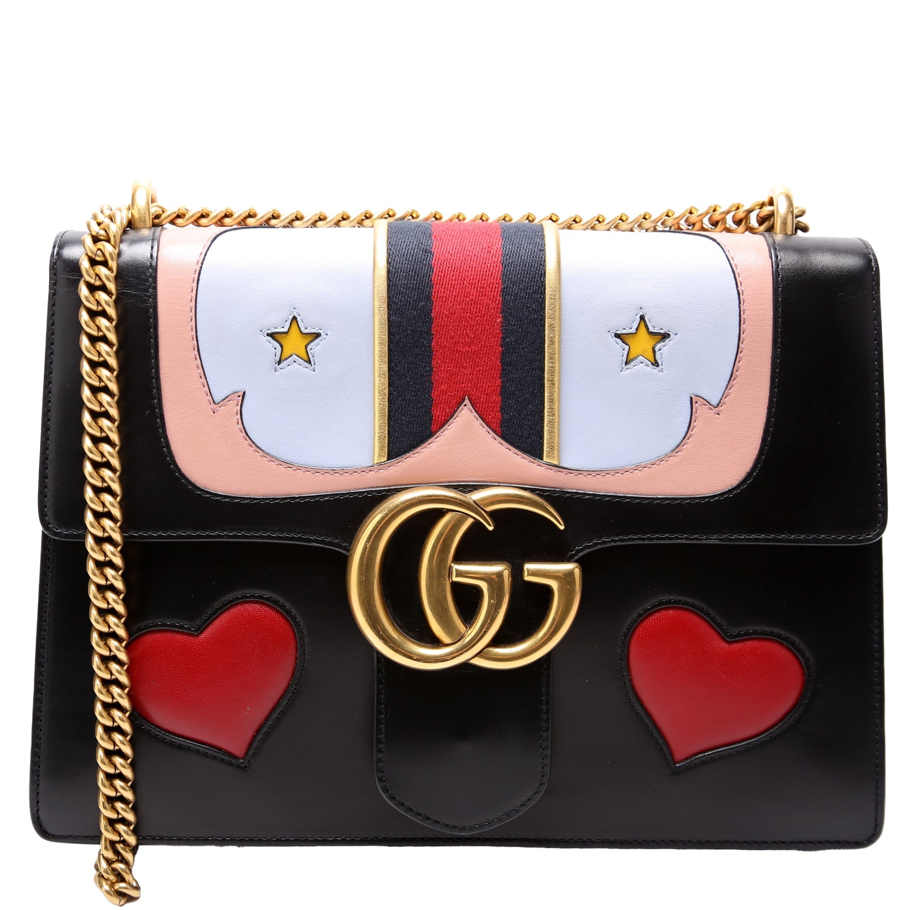 Gucci 431382 Marmont Web Heart Medium Bag