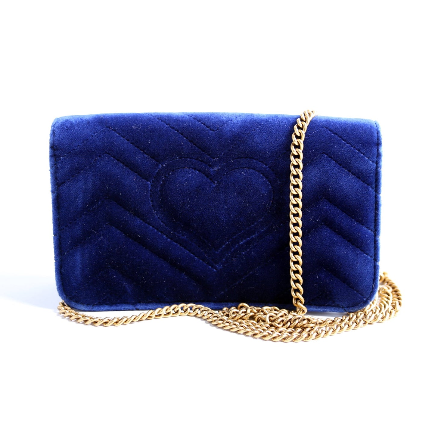 Gucci 488426 GG Marmont Velvet Mini Blue Bag