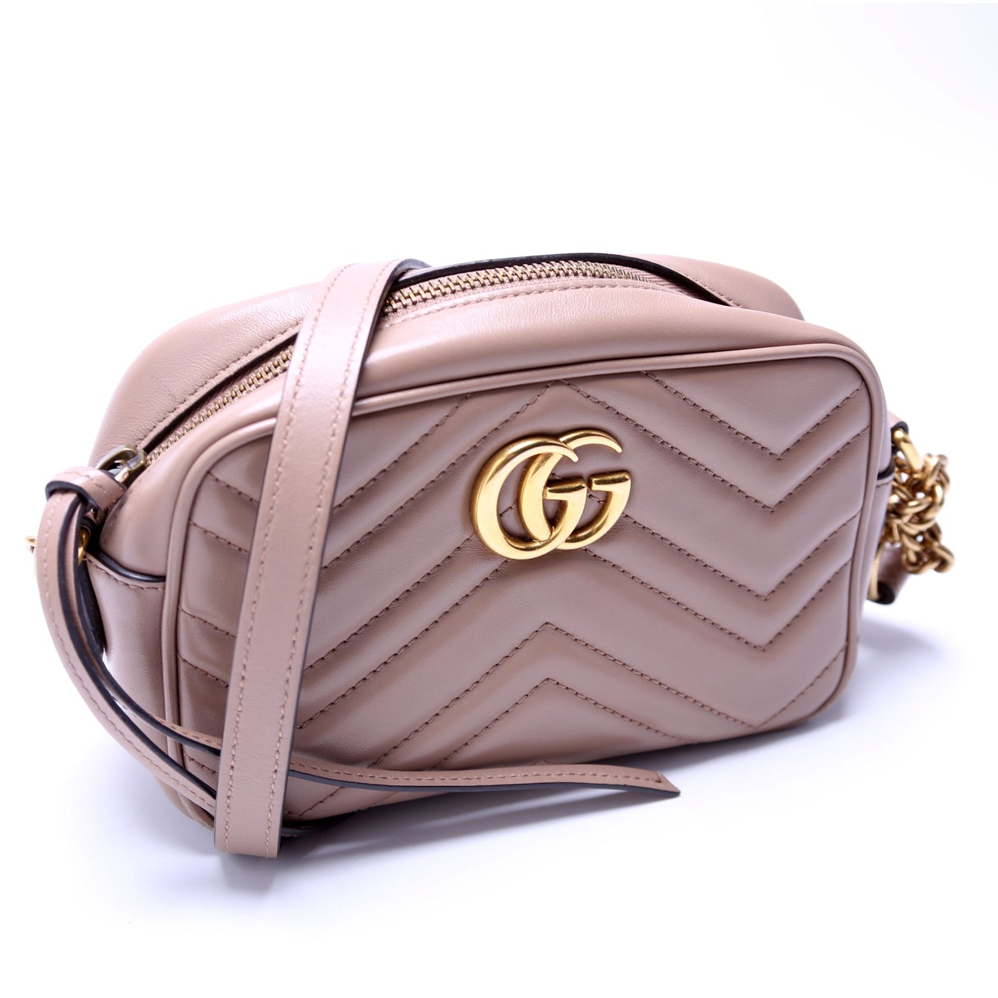 Gucci 448065 Marmont Mini Camera Tan Bag