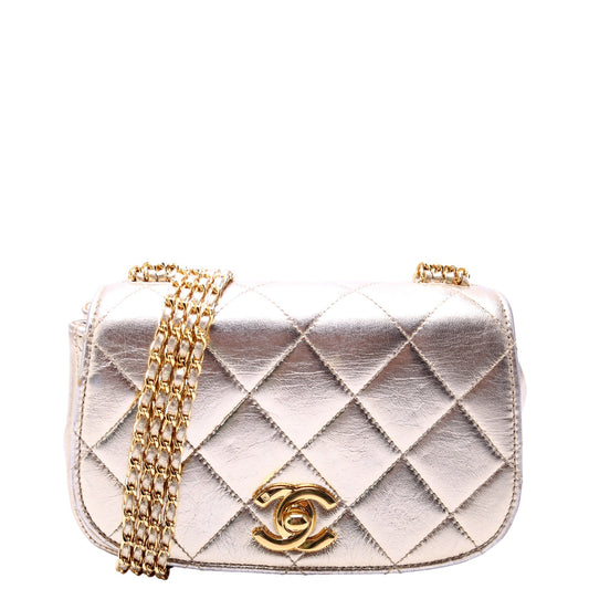 Chanel Multi Chain Flap Metallic Lambskin 3M Gold Bag