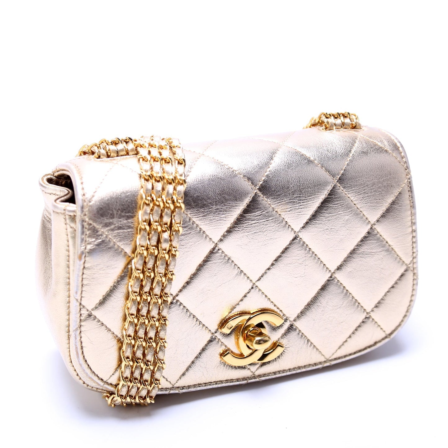 Chanel Multi Chain Flap Metallic Lambskin 3M Gold Bag