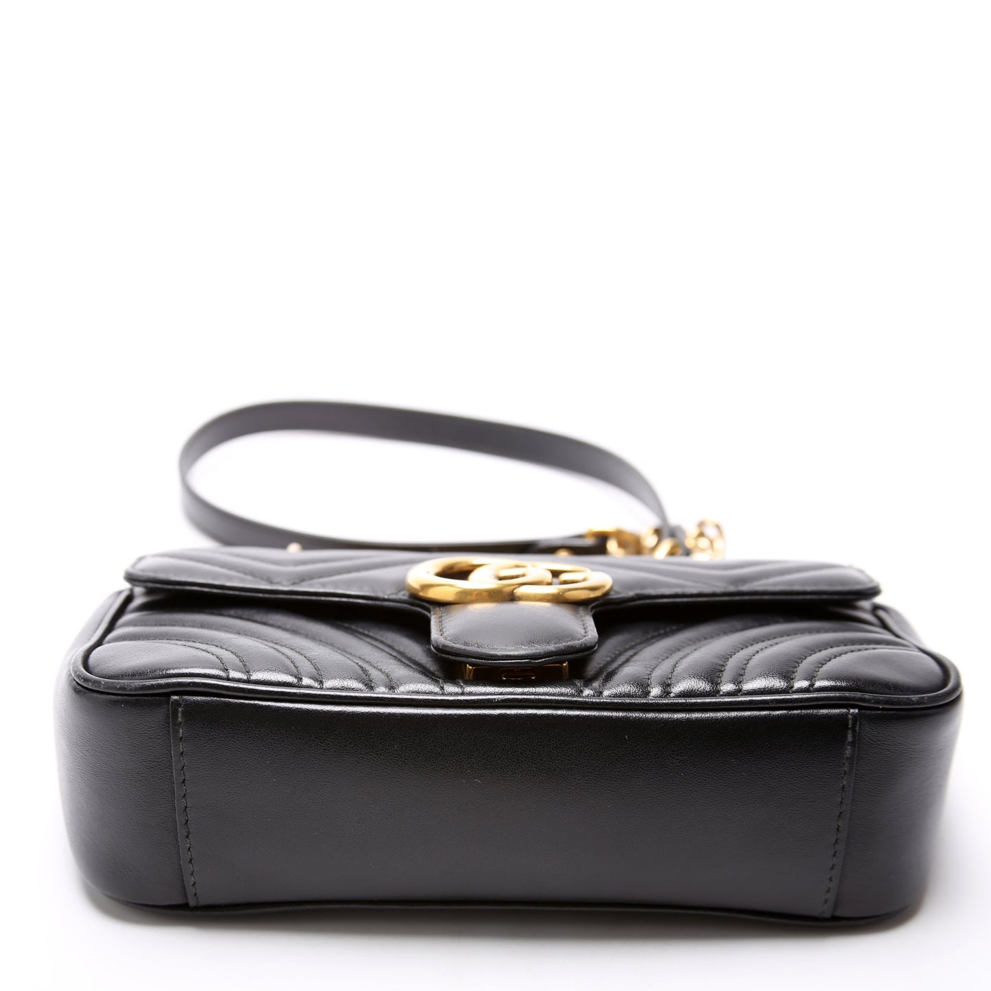 Gucci 446744 Marmont Leather Shoulder Mini Flap Black Bag