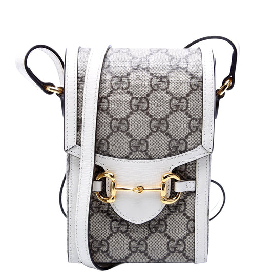 Gucci 625615 Horsebot 1955 GG Supreme Mini White Bag