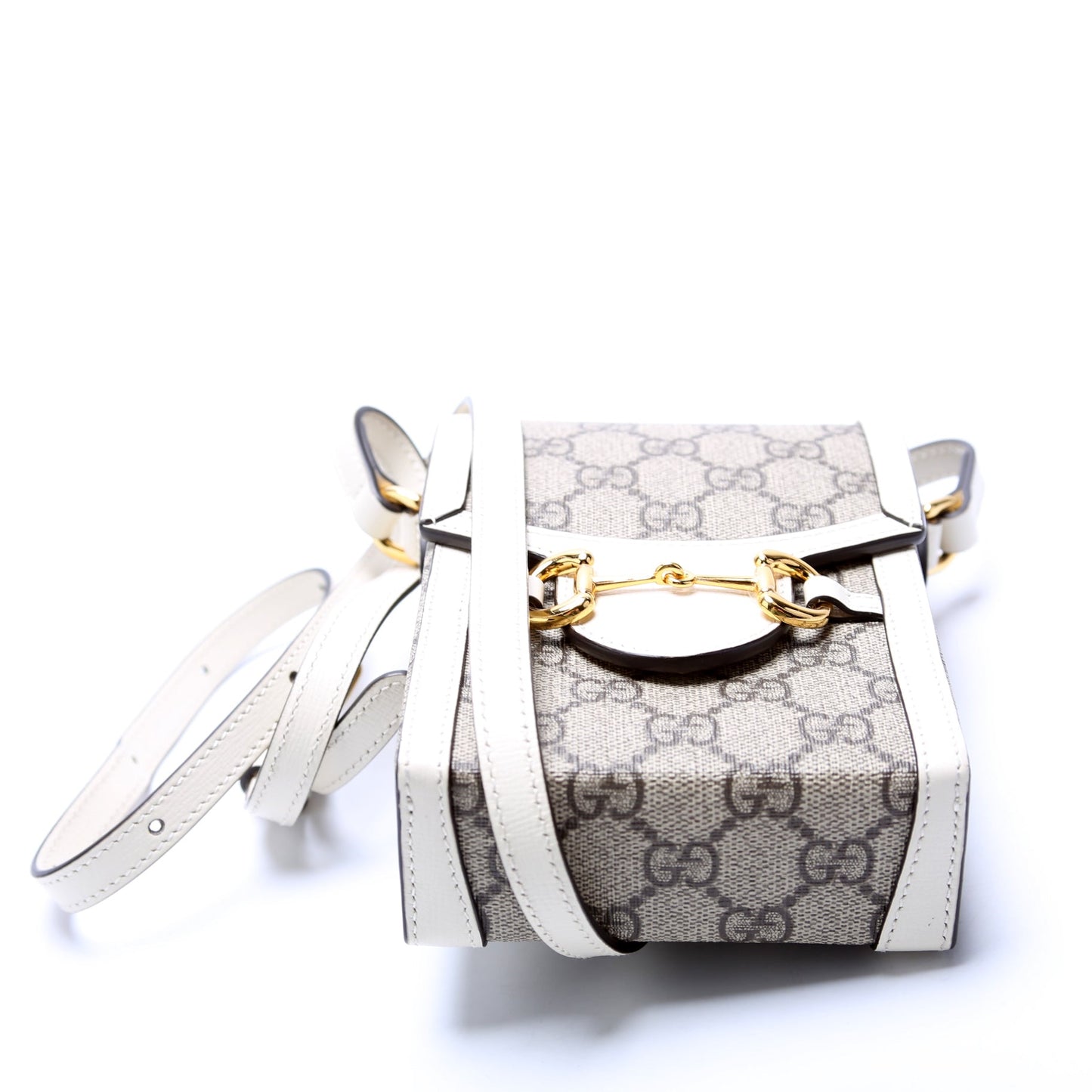 Gucci 625615 Horsebot 1955 GG Supreme Mini White Bag
