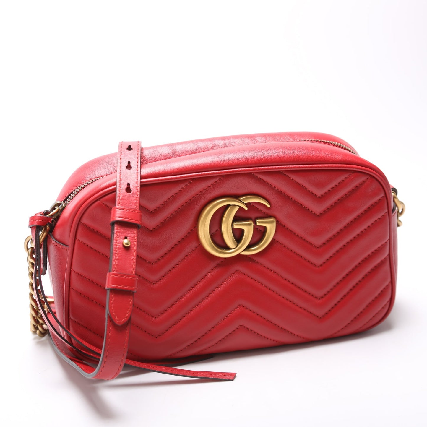 Gucci 447632 Marmont Small Leather Camera Red Bag