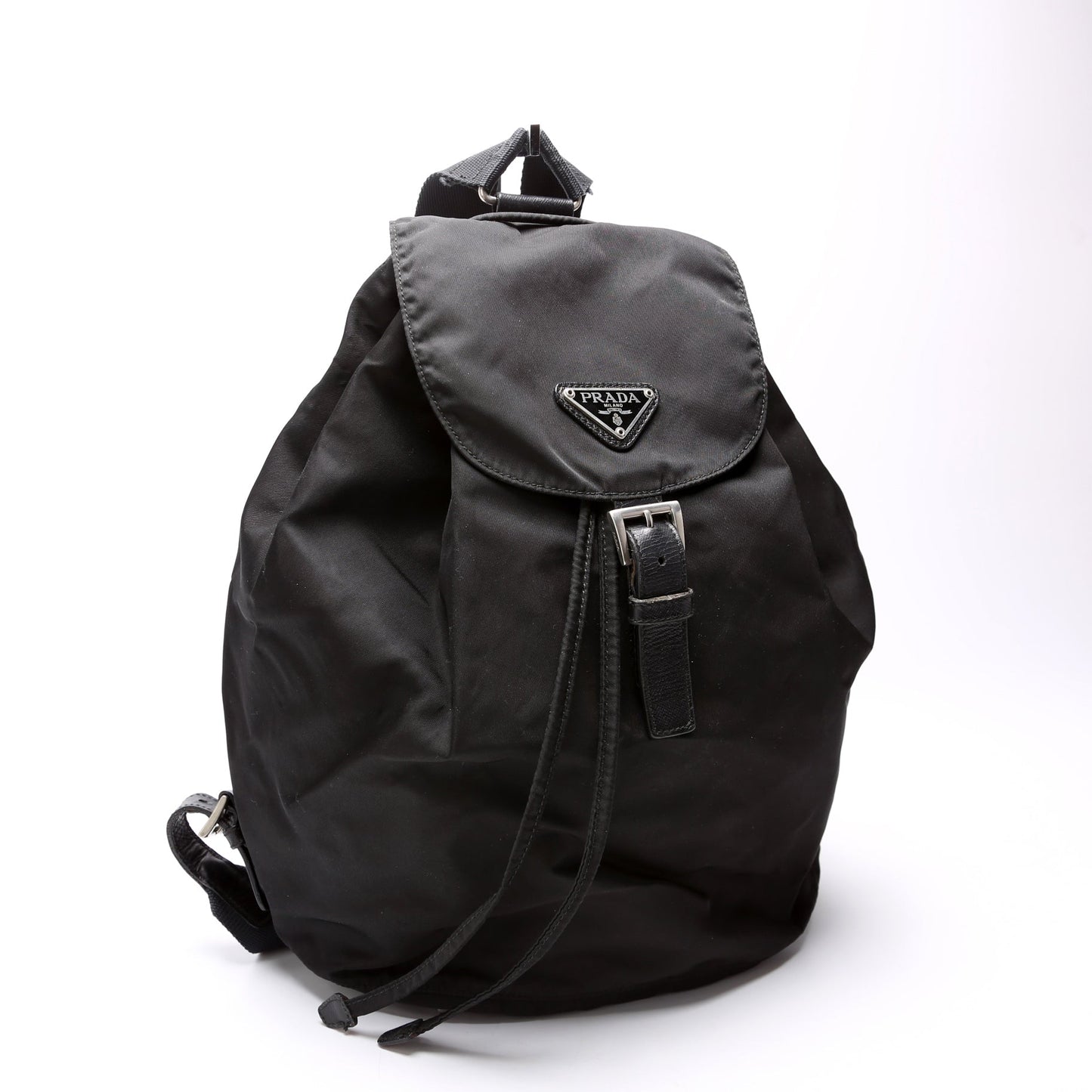 Prada Flap Top Backpack Nylon Black Bag