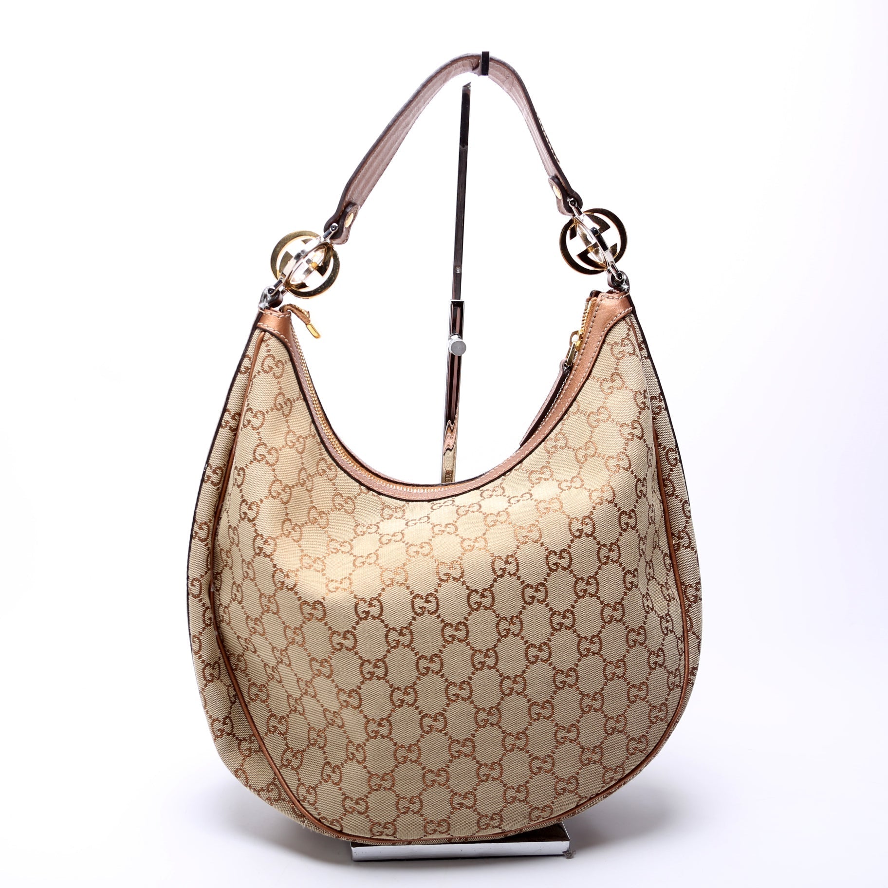 Gucci 232962 GG Canvas Twins Hobo Brown/Tan Bag