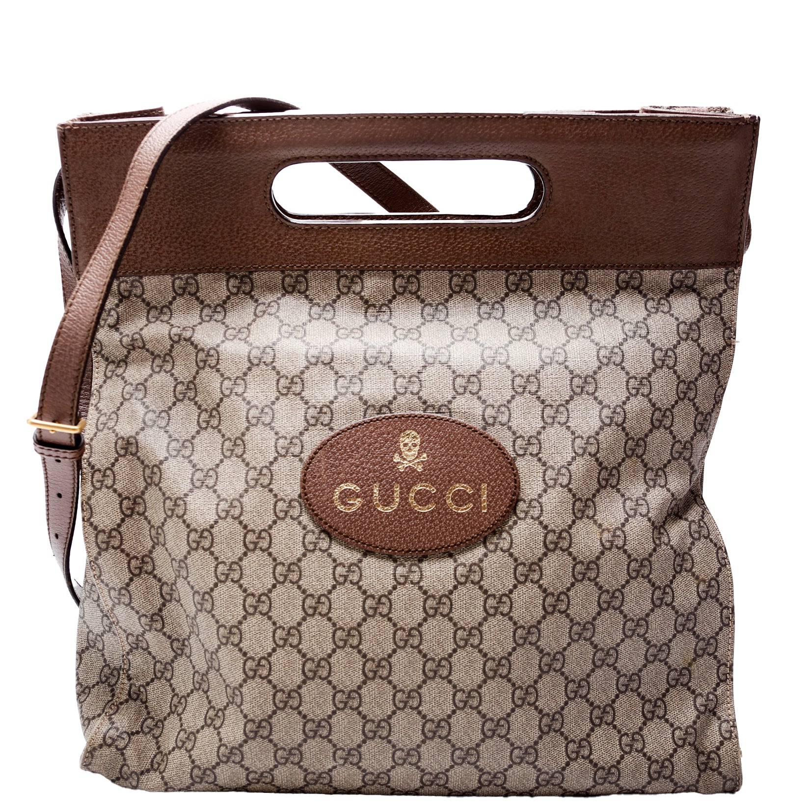 Gucci 463491 GG Supreme Slip Handle Vertical Tote Brown Bag