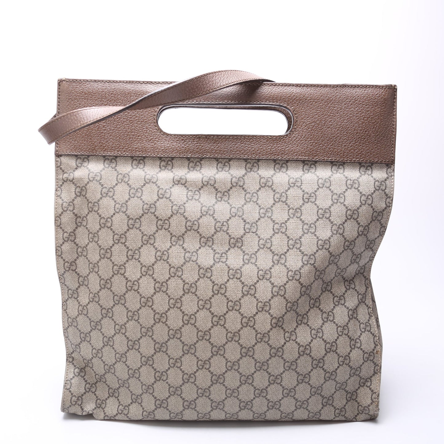 Gucci 463491 GG Supreme Slip Handle Vertical Tote Brown Bag