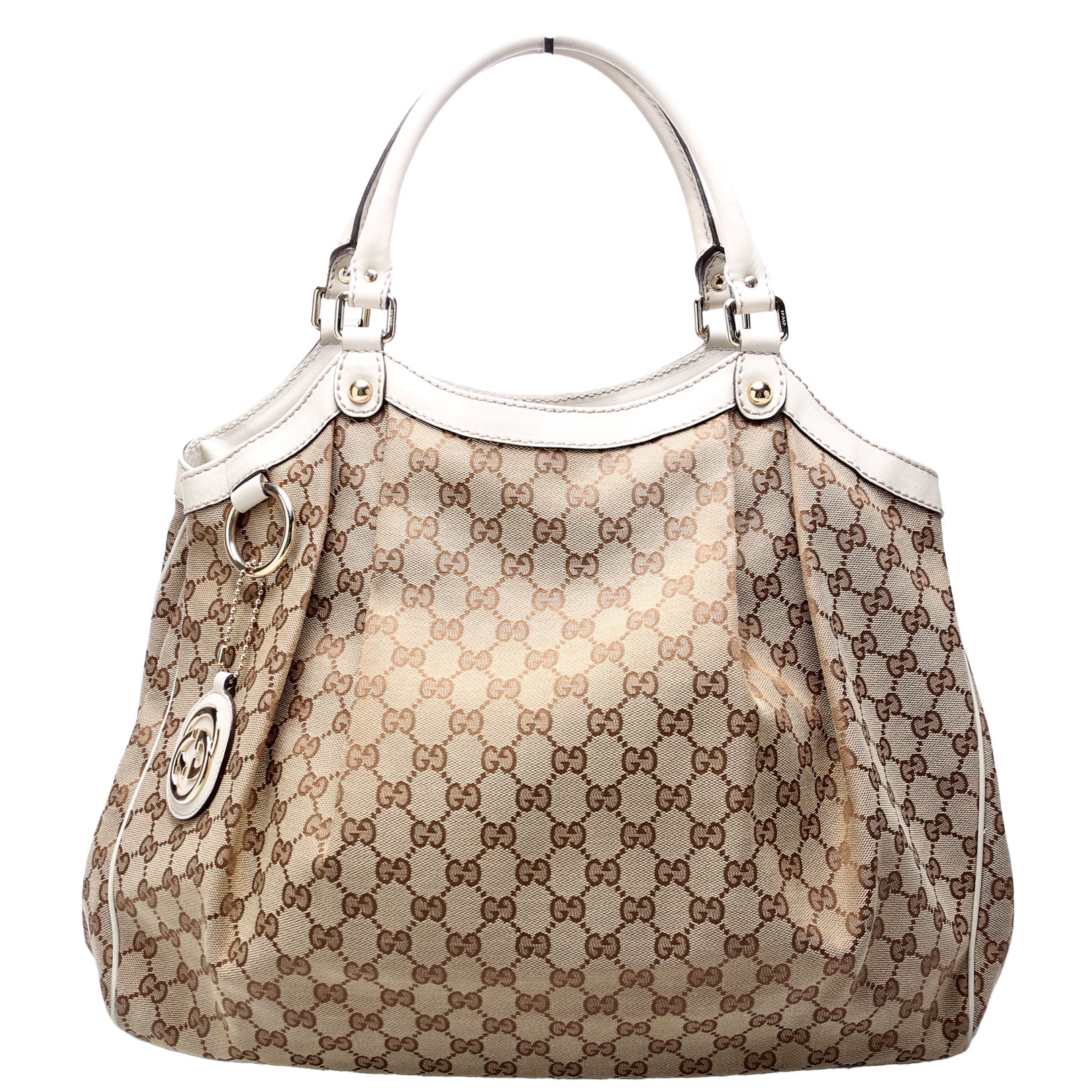 Gucci 211943 Sukey GG Canvas Large White Bag