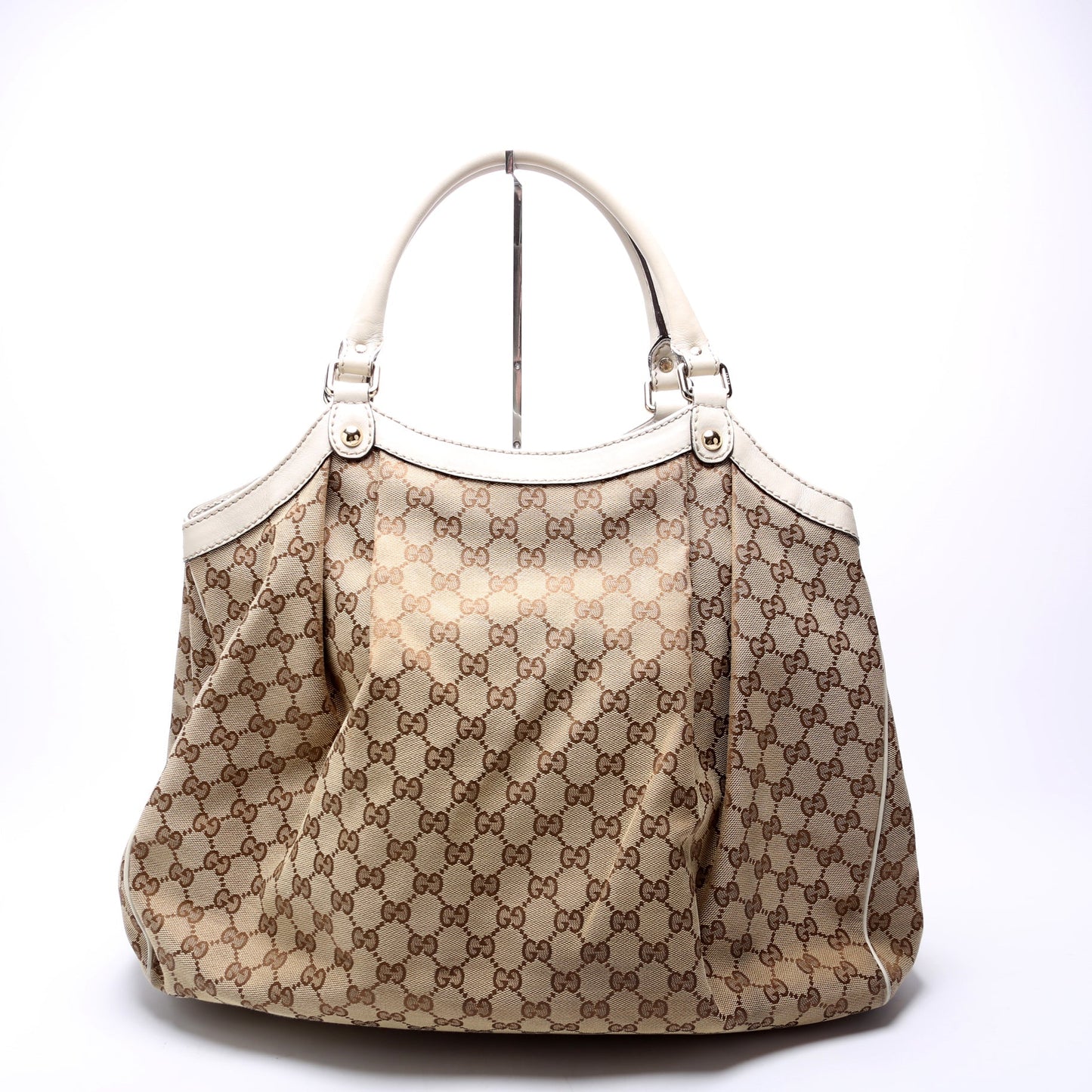 Gucci 211943 Sukey GG Canvas Large White Bag
