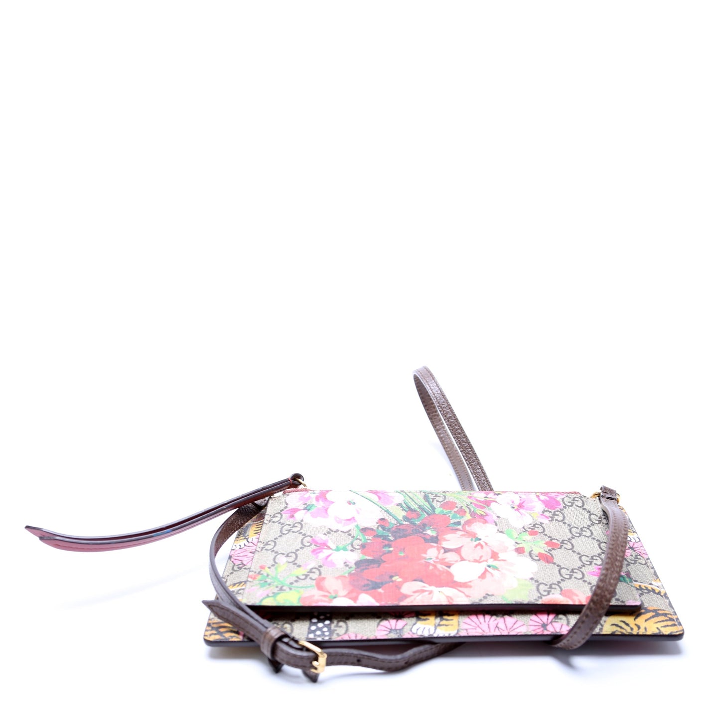 Gucci 454111 GG Supreme Blooms/Bengal Double Zip Shoulder Multicolor Bag