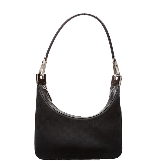 Gucci 001 3812 GG Canvas Small Hobo Black Bag