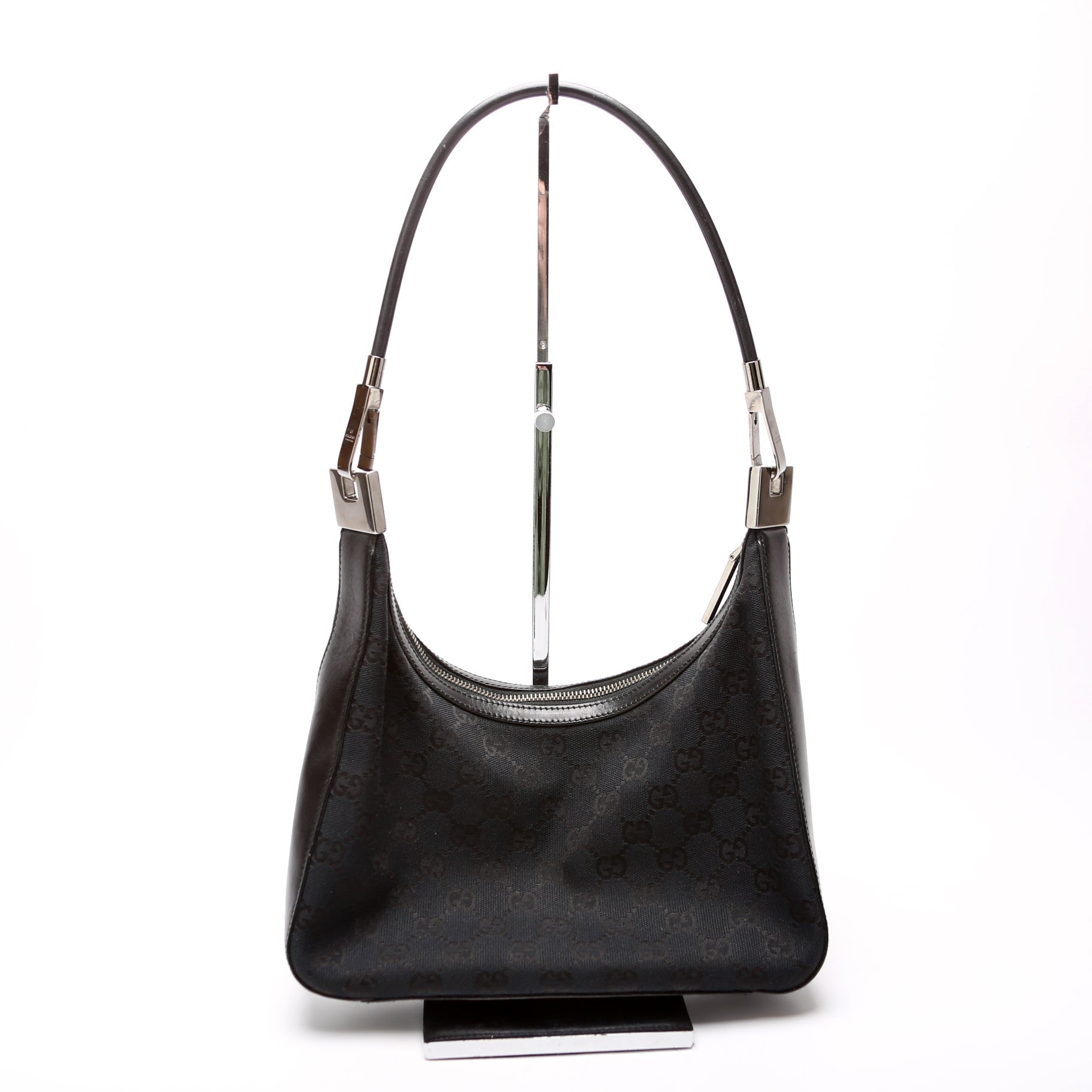 Gucci 001 3812 GG Canvas Small Hobo Black Bag