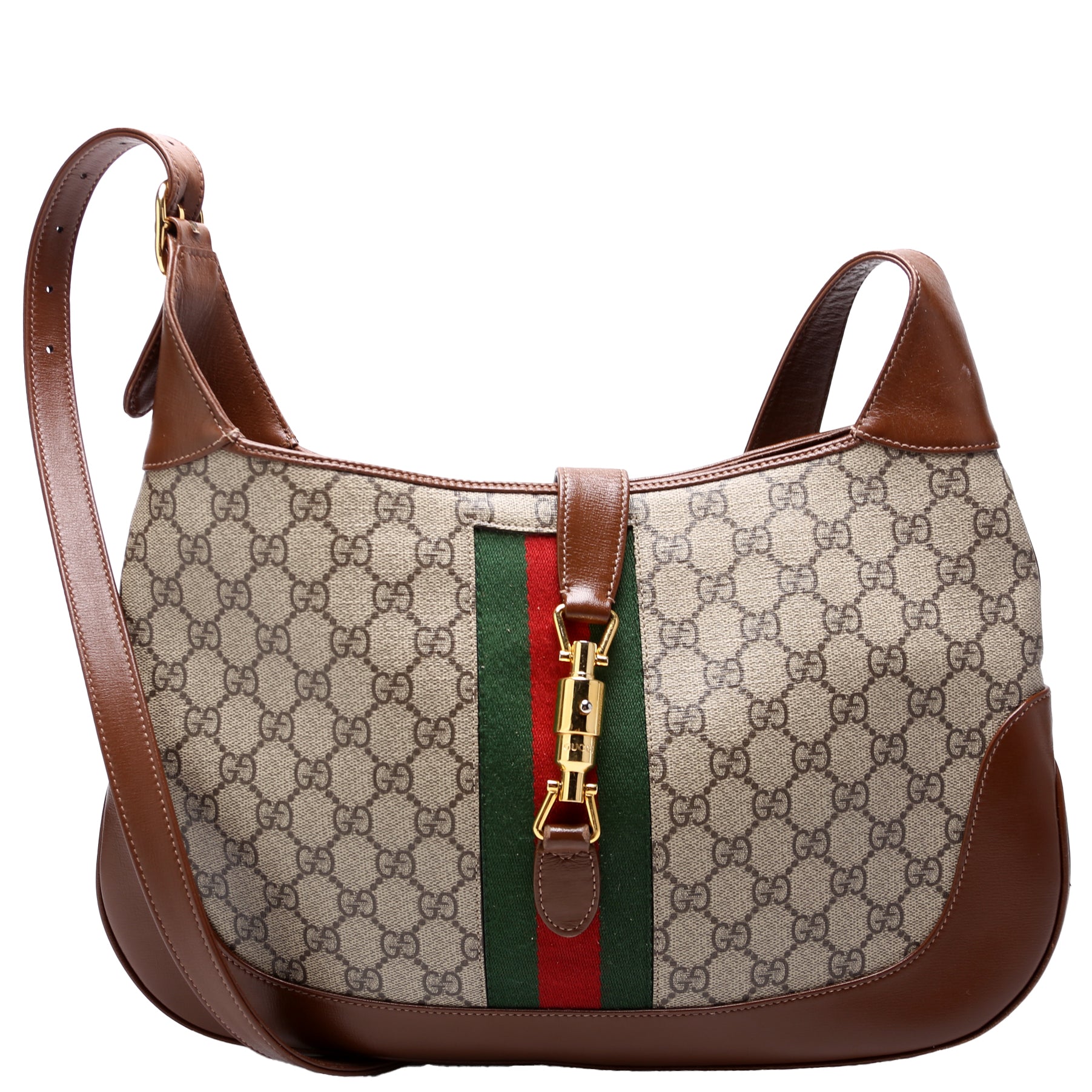 Gucci 636710 Jackie 1961 GG Supreme Medium Hobo Brown Bag
