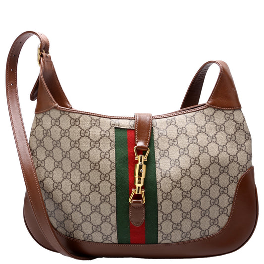 Gucci 636710 Jackie 1961 GG Supreme Medium Hobo Brown Bag
