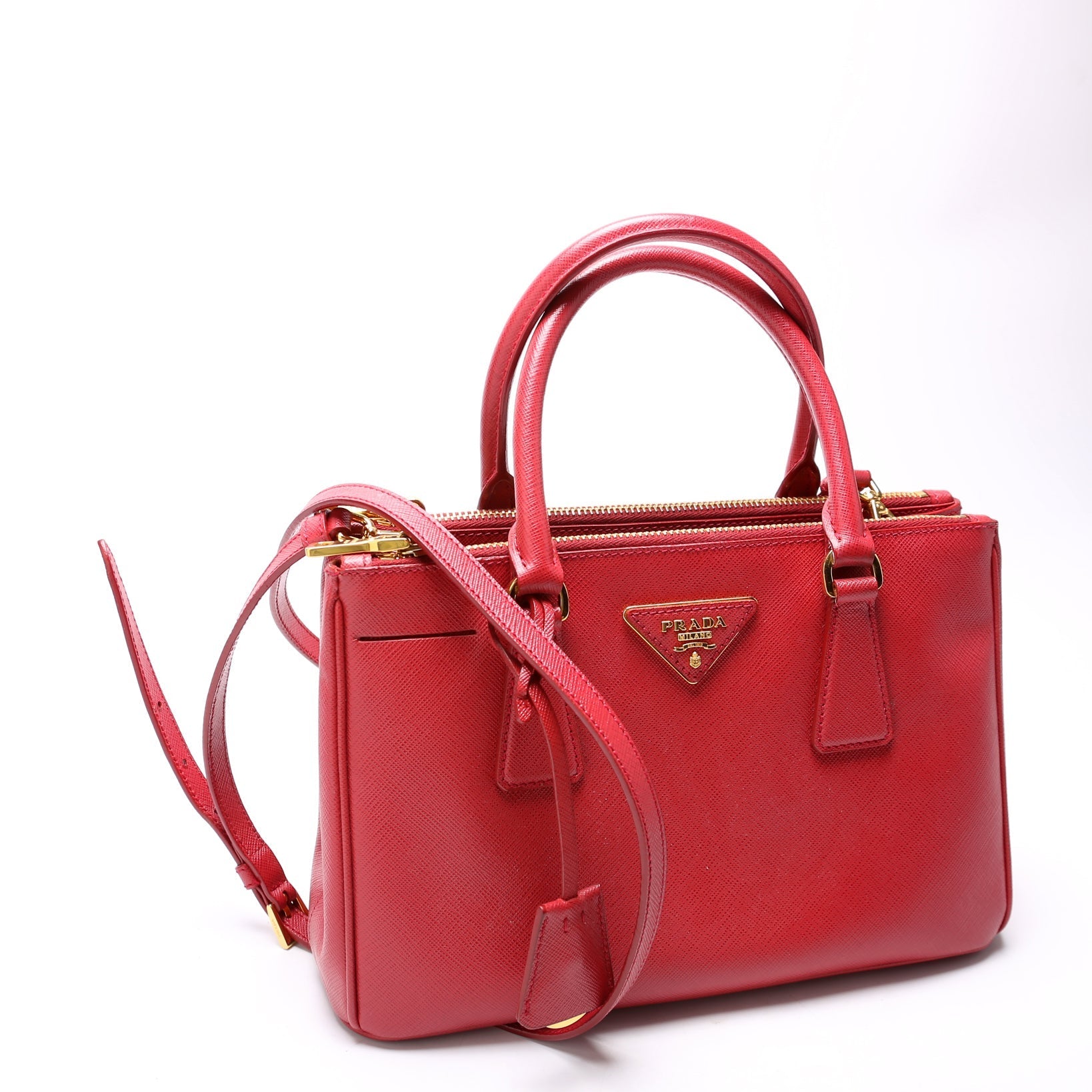Prada Saffiano Galleria Small Red Bag
