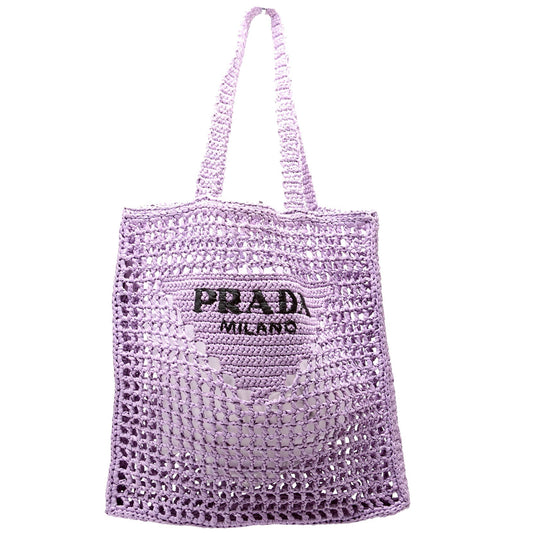 Prada Raffia Crochet Tote Bag