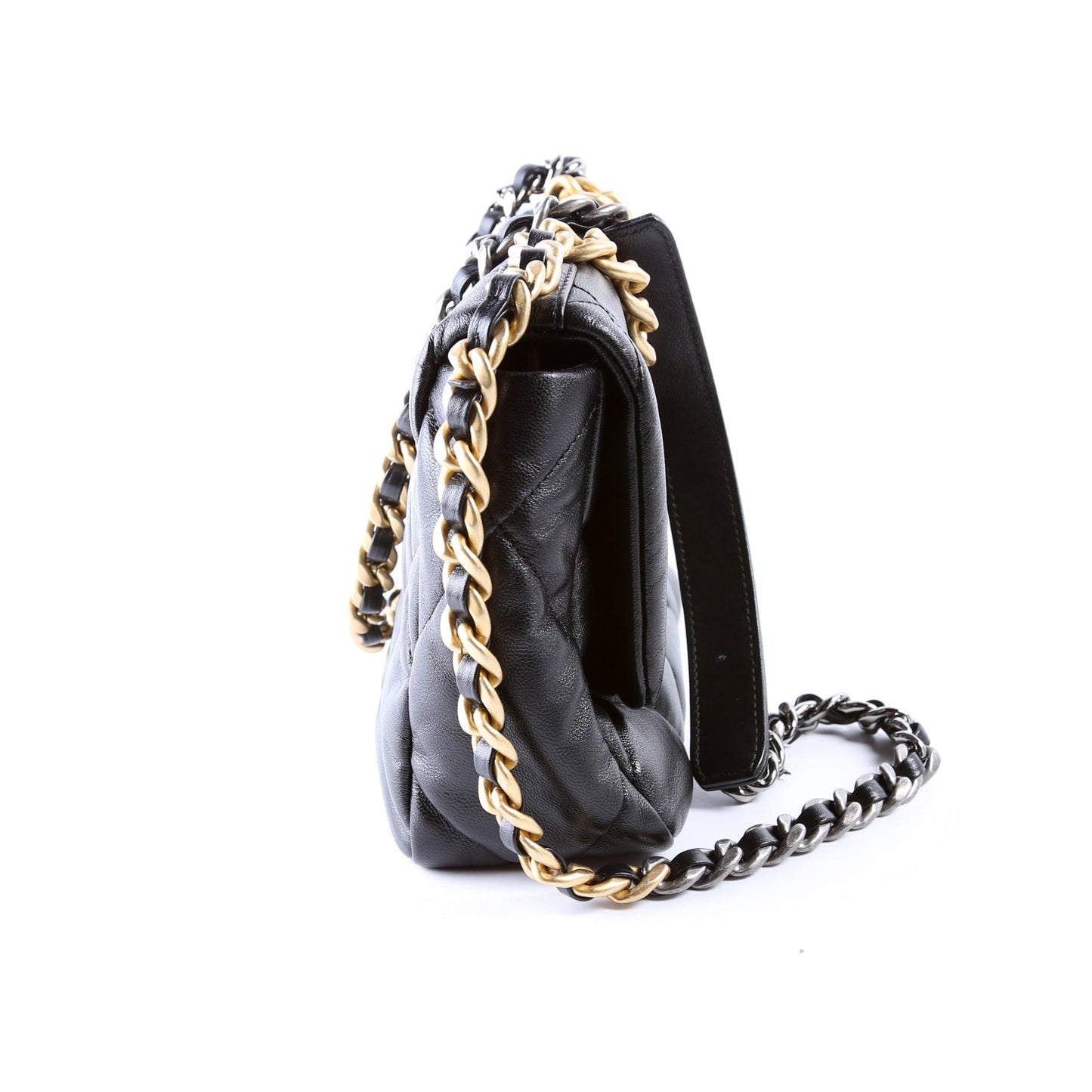 Chanel Quilted Goatskin 19 Medium Flap 30M Black Bag